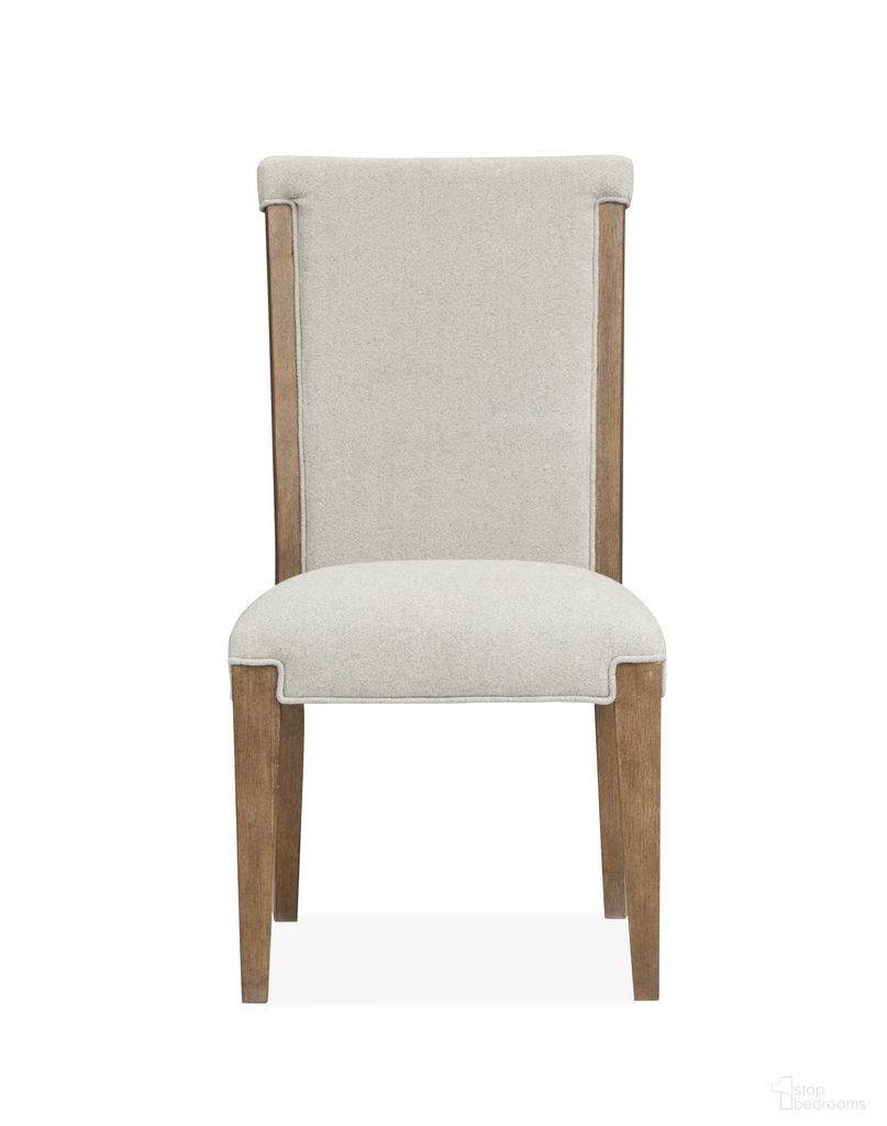 The appearance of Plum Creek Upholstered Side Chair Set of 2 In Sierra Brown designed by Magnussen in the coastal interior design. This sierra brown piece of furniture  was selected by 1StopBedrooms from Plum Creek Collection to add a touch of cosiness and style into your home. Sku: D5768-63. Material: Oak Veneer. Chair Type: Side Chair.