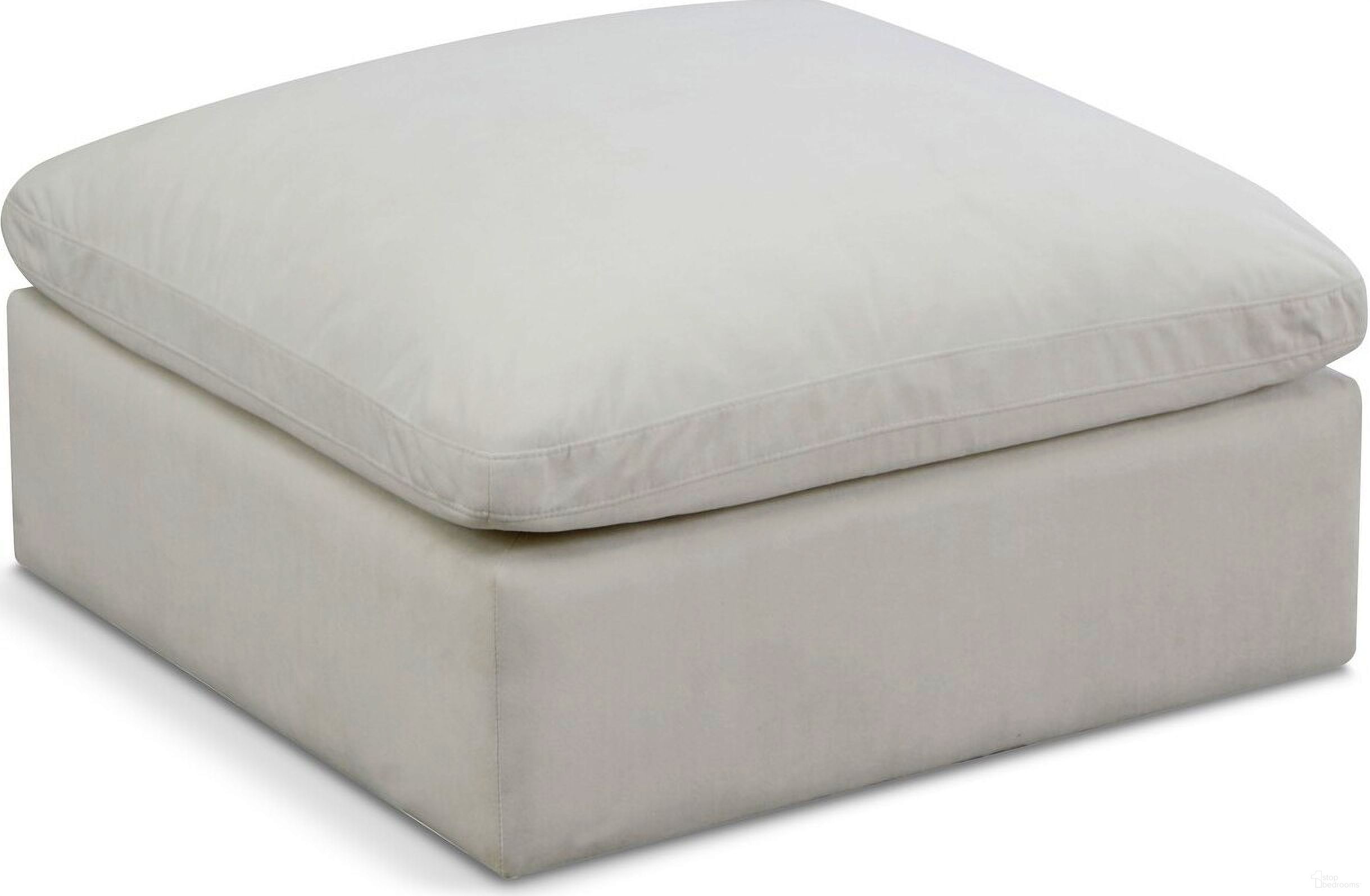 The appearance of Plush Velvet Standard Comfort Modular Ottoman In Cream designed by Meridian in the modern / contemporary interior design. This cream velvet piece of furniture  was selected by 1StopBedrooms from Plush Collection to add a touch of cosiness and style into your home. Sku: 602Cream-Ott. Material: Velvet.