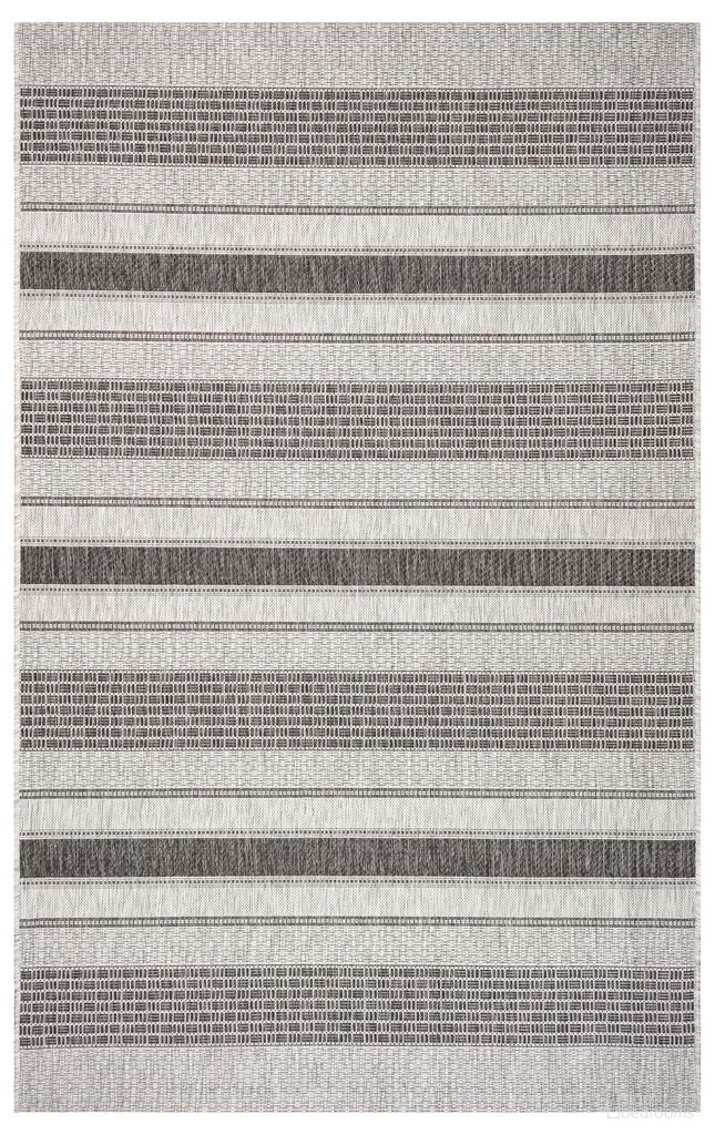 Pluvi 1'6" x 1'6" Banded Heather Indoor/Outdoor Area Rug In Gray and Black