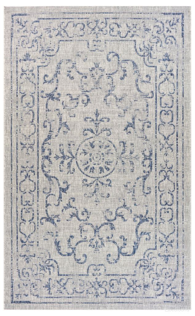 Pluvi Medallion Indoor/Outdoor Accent Rug In Gray and Navy