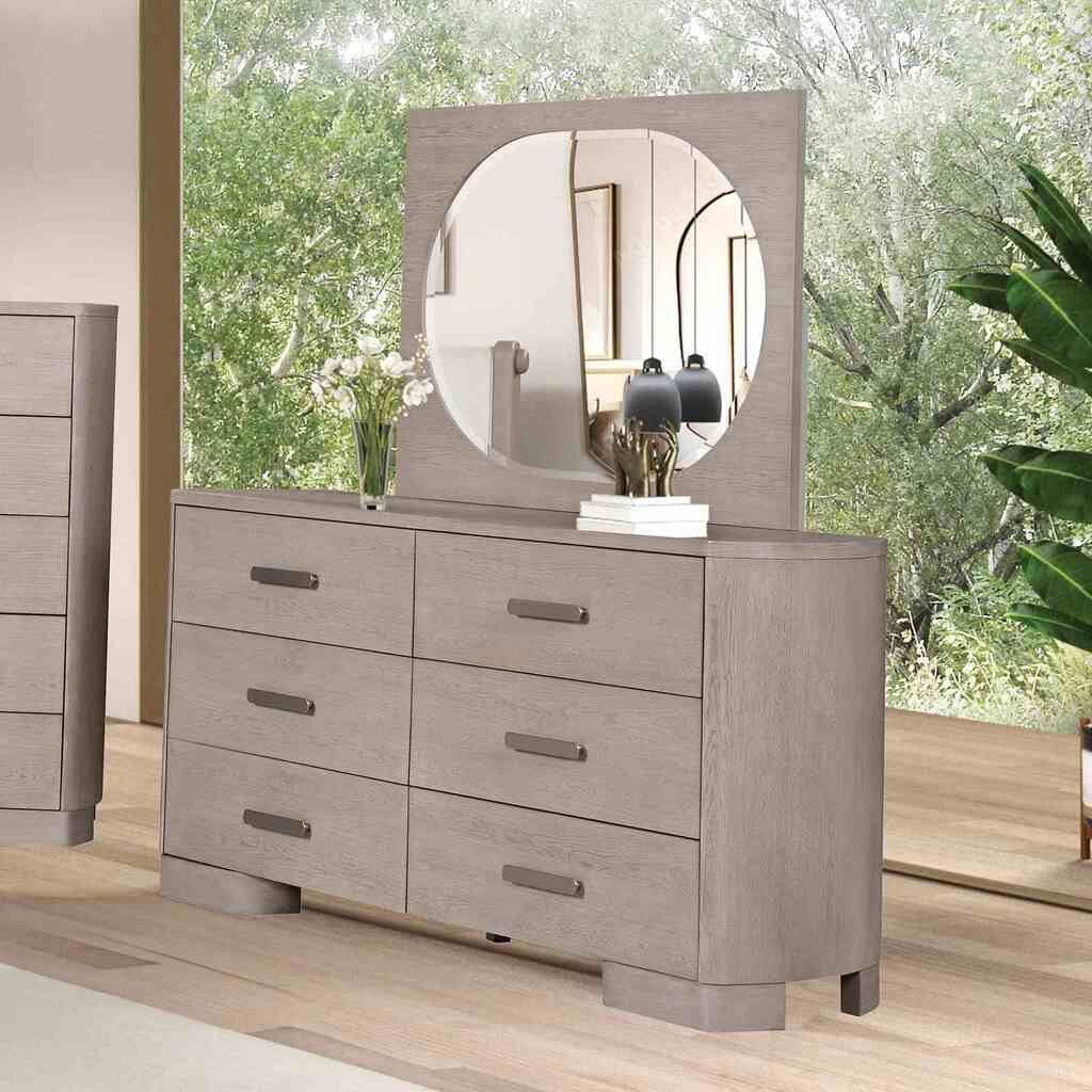 The appearance of Pocatello Dresser In White Oak designed by Furniture of America in the modern / contemporary interior design. This white oak piece of furniture was selected by 1StopBedrooms from Pocatello Collection to add a touch of cosiness and style into your home. Sku: FM79010AK-D. Material: Solid Rubberwood.