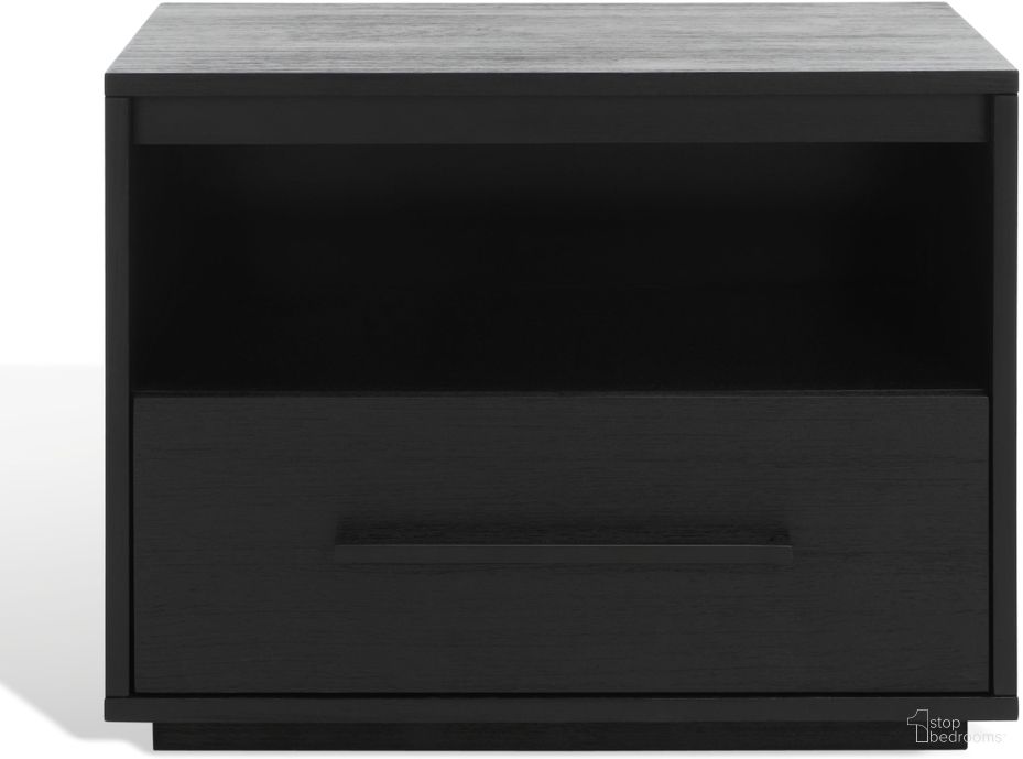 The appearance of Poesy 1 Drawer Nightstand In Black designed by Safavieh Couture in the modern / contemporary interior design. This black piece of furniture  was selected by 1StopBedrooms from Poesy Collection to add a touch of cosiness and style into your home. Sku: SFV7200C. Material: Wood.