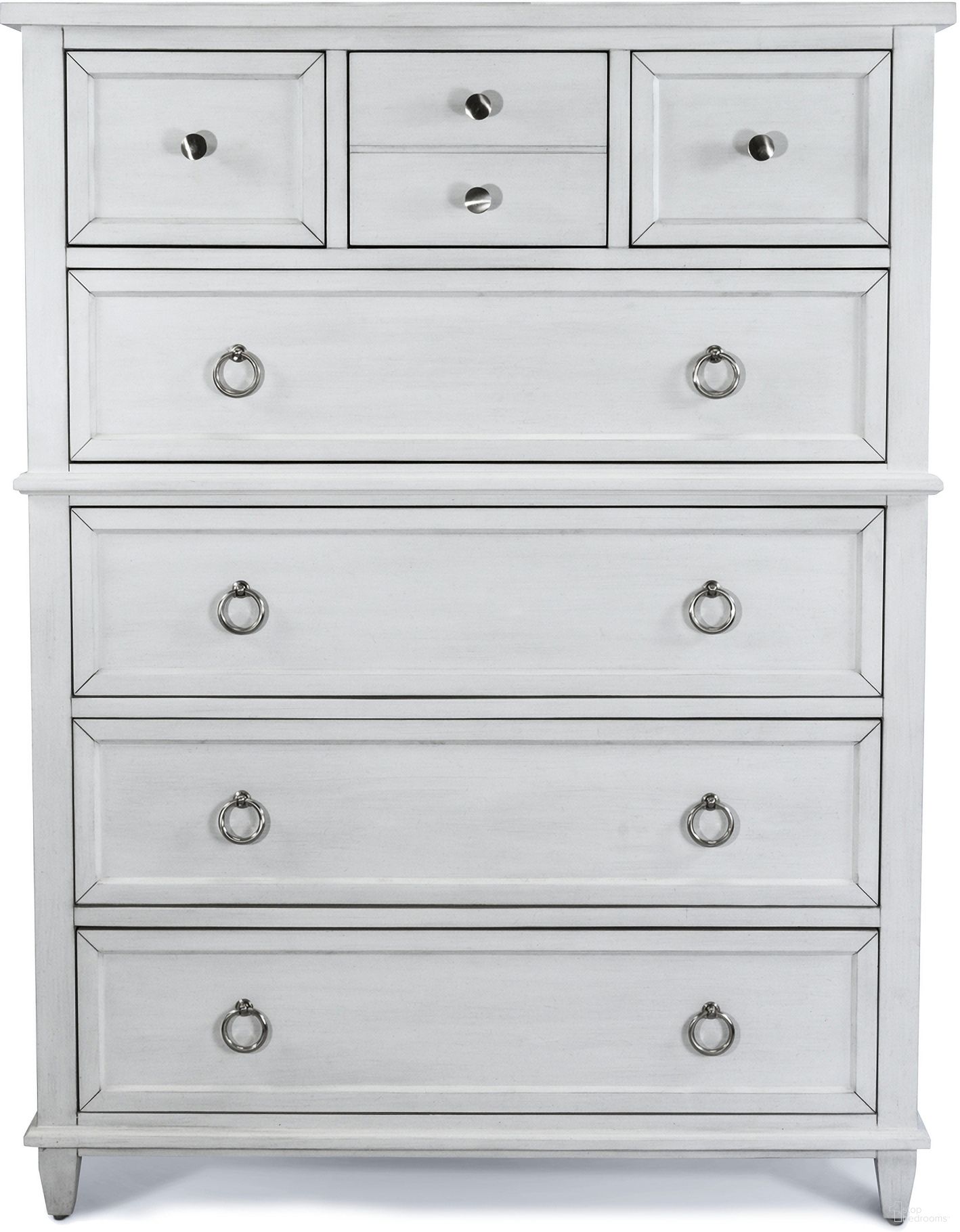 The appearance of Point Breeze 5 Drawer Chest In White designed by Sea Winds Trading in the coastal interior design. This white piece of furniture was selected by 1StopBedrooms from Point Breeze Collection to add a touch of cosiness and style into your home. Sku: FL-B65035-FRESHWHITE. Material: Wood.