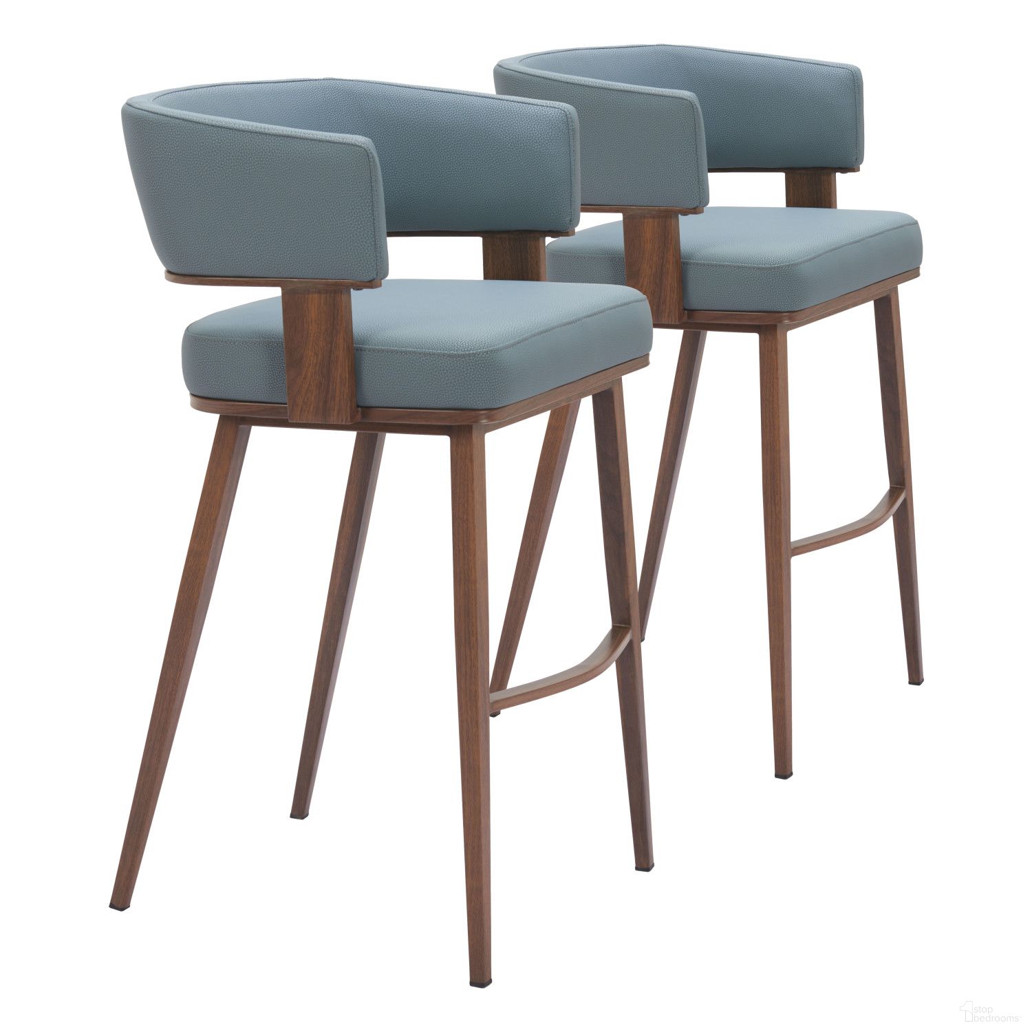 The appearance of Poise Barstool In Azure Gray and Walnut designed by Zuo Modern in the modern / contemporary interior design. This grey and walnut piece of furniture was selected by 1StopBedrooms from Poise Collection to add a touch of cosiness and style into your home. Sku: 110329. Material: Steel.