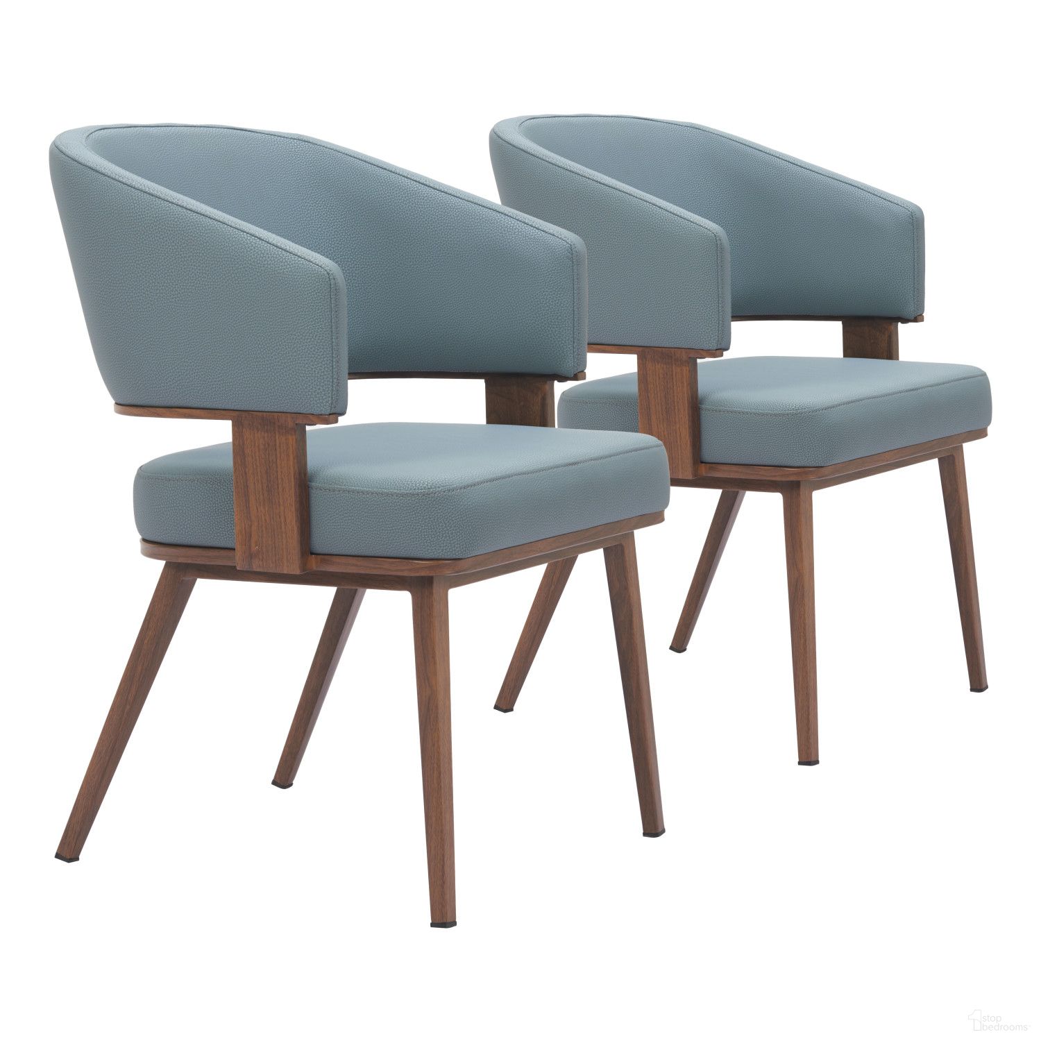 The appearance of Poise Dining Chair In Azure Gray and Walnut designed by Zuo Modern in the modern / contemporary interior design. This grey and walnut piece of furniture was selected by 1StopBedrooms from Poise Collection to add a touch of cosiness and style into your home. Sku: 110328. Material: Steel. Chair Type: Arm Chair.