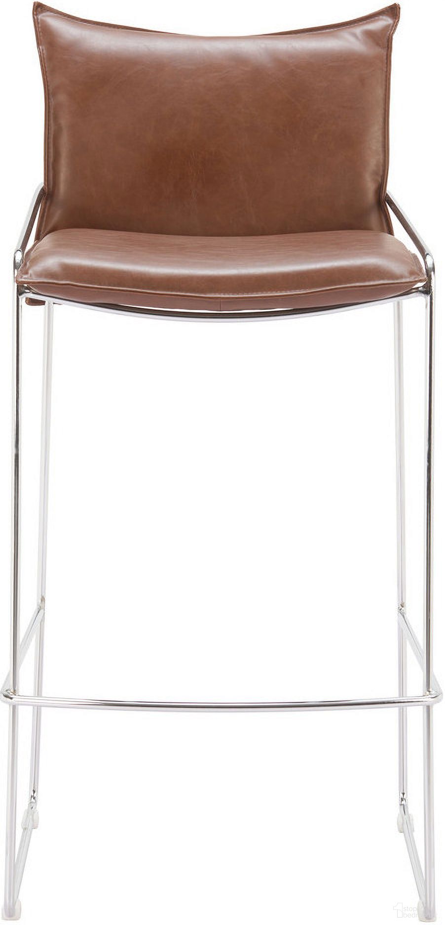 The appearance of Pola Barstool In Brown designed by Zuo Modern in the modern / contemporary interior design. This brown piece of furniture  was selected by 1StopBedrooms from Pola Collection to add a touch of cosiness and style into your home. Sku: 110876. Material: Polyurethane.