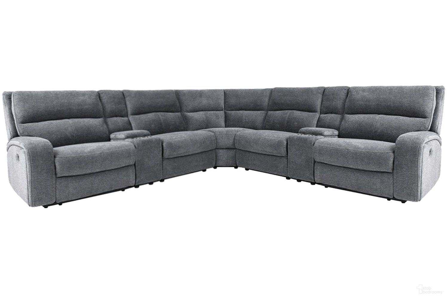Polaris 7 Piece Modular Power Reclining Sectional with Power Adjustable Headrests In Grey