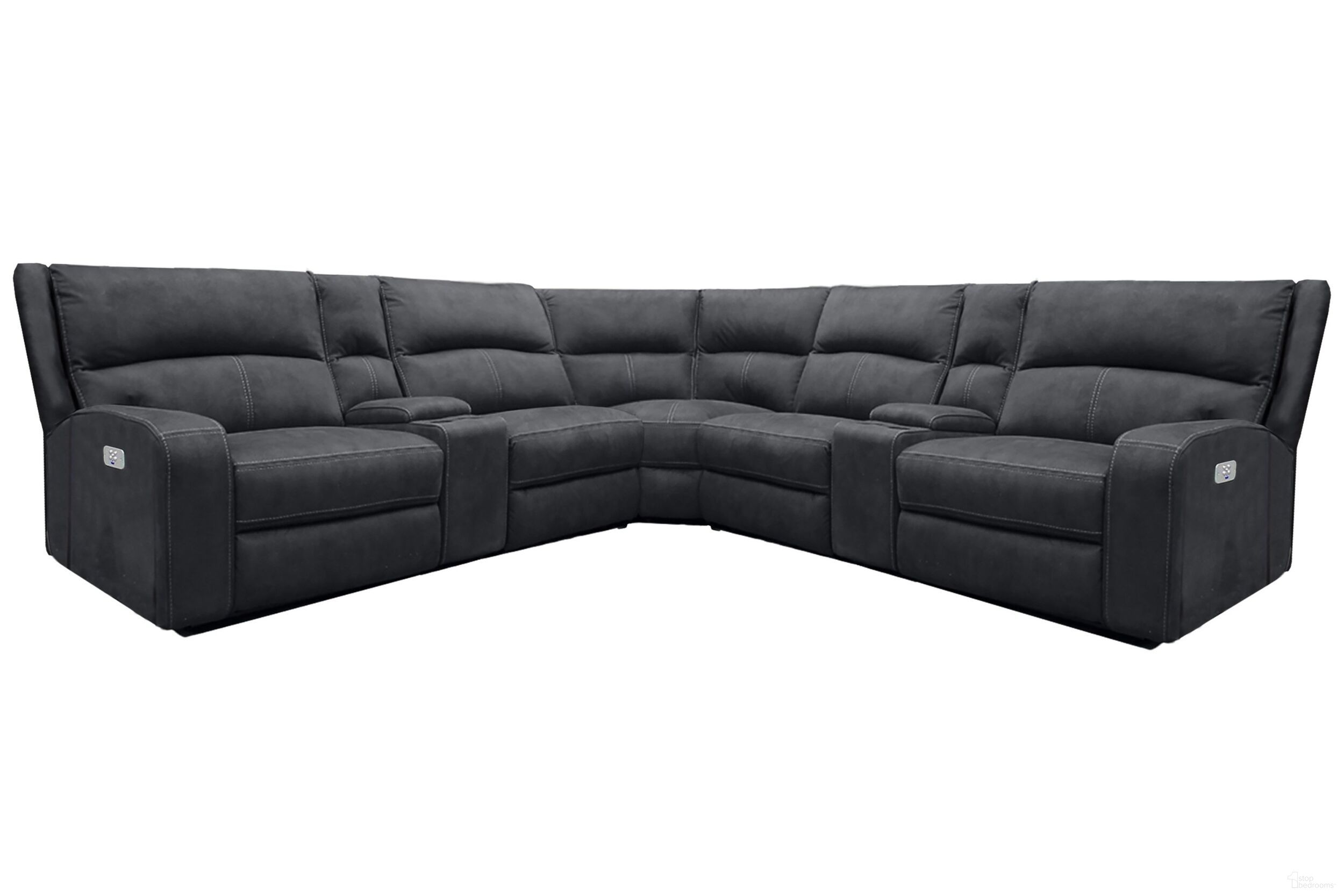 Polaris 7 Piece Modular Power Reclining Sectional with Power Adjustable Headrests In Slate