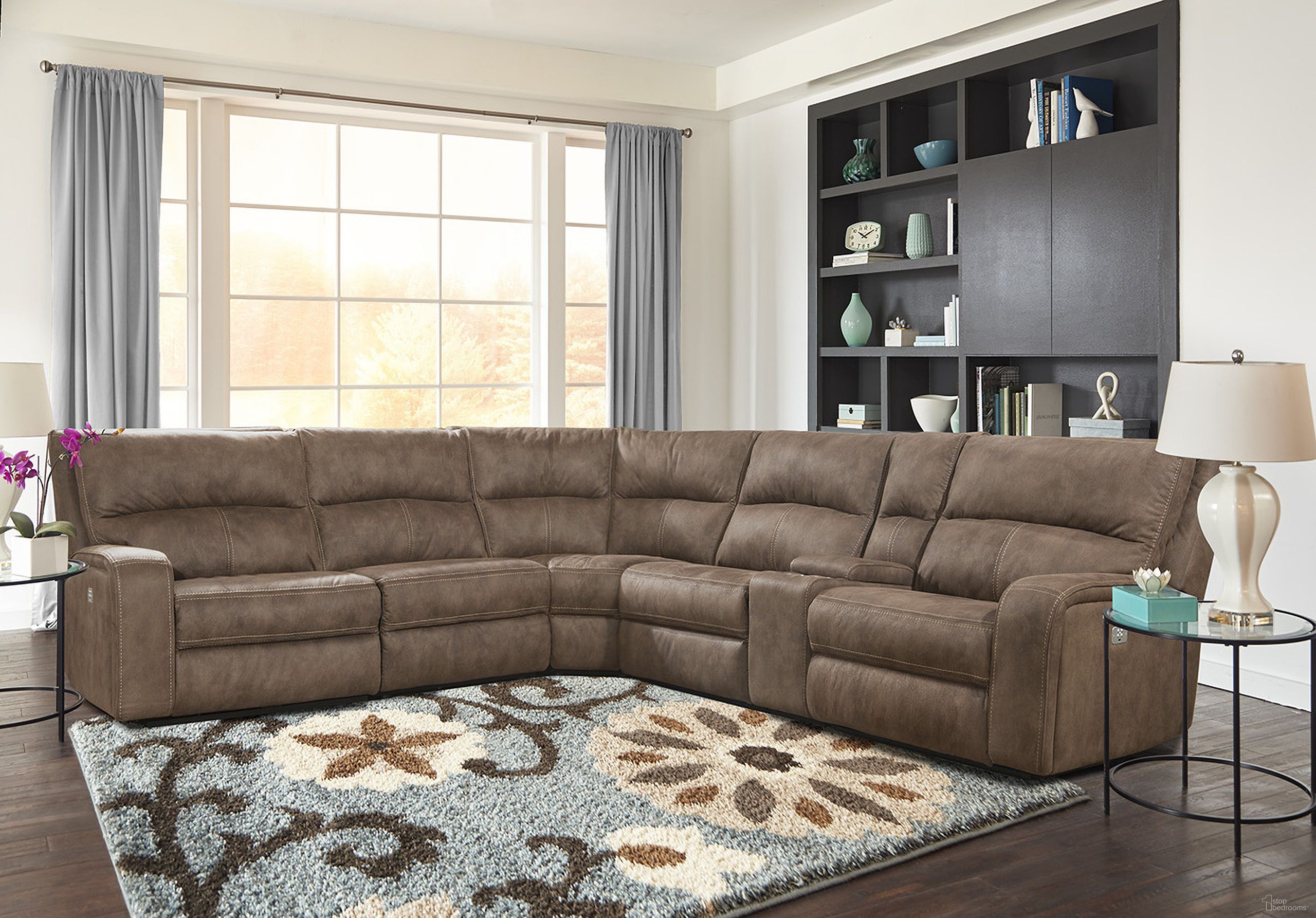 The appearance of Polaris Kahlua 6 Piece Modular Power Reclining Sectional With Power Headrests And Console designed by Parker House in the traditional interior design. This brown piece of furniture was selected by 1StopBedrooms from Polaris Collection to add a touch of cosiness and style into your home. Sku: MPOL#810-KA;MPOL#811LPH-KA;MPOL#811RPH-KA;MPOL#840-KA;MPOL#850-KA;MPOL#860-KA. Material: Polyester. Layout: L-Shape.