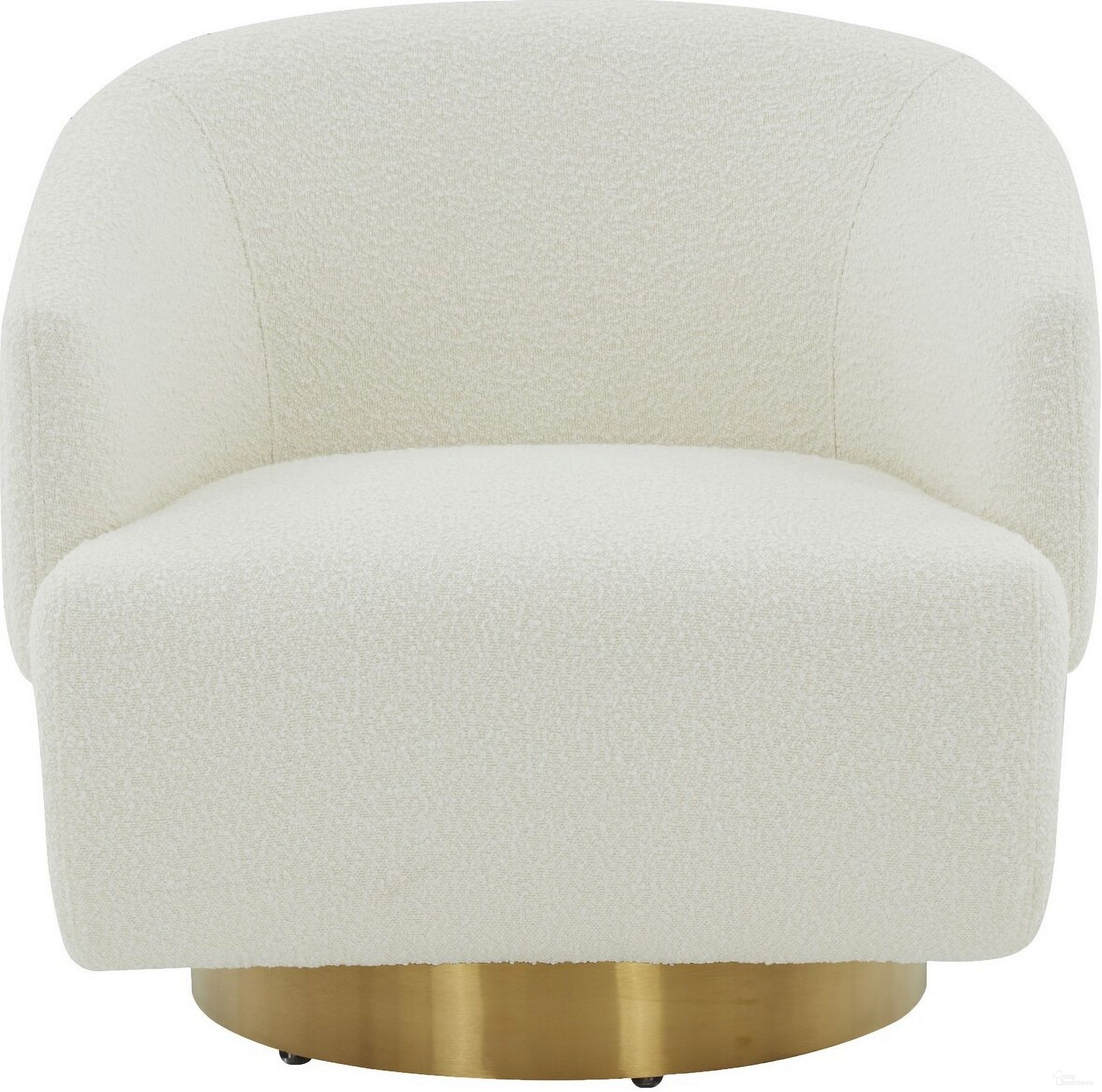 Pollyanne Swivel Accent Chair In Ivory and Gold