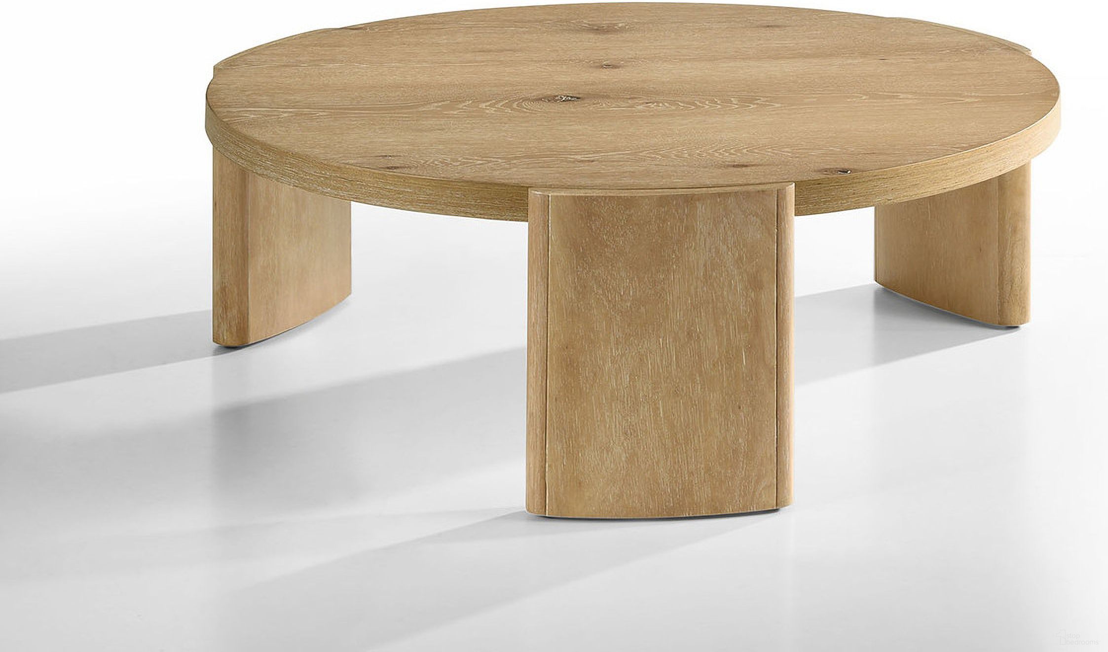 The appearance of Poltimore Round Cocktail Table In Oak designed by Furniture of America in the modern / contemporary interior design. This oak piece of furniture  was selected by 1StopBedrooms from Poltimore Collection to add a touch of cosiness and style into your home. Sku: FM4220AK-C. Material: Rubberwood.