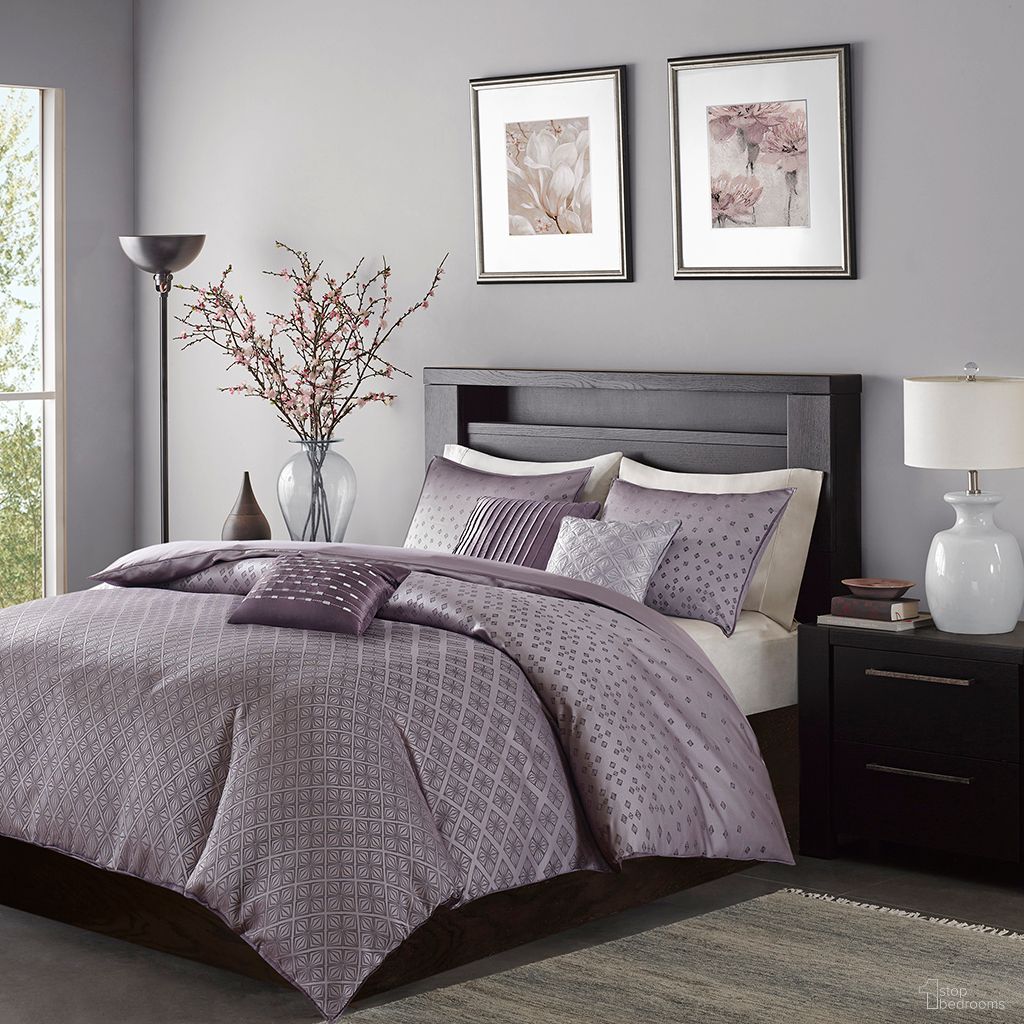 Biloxi 6 Piece Jaquard Duvet Cover Set In Purple
