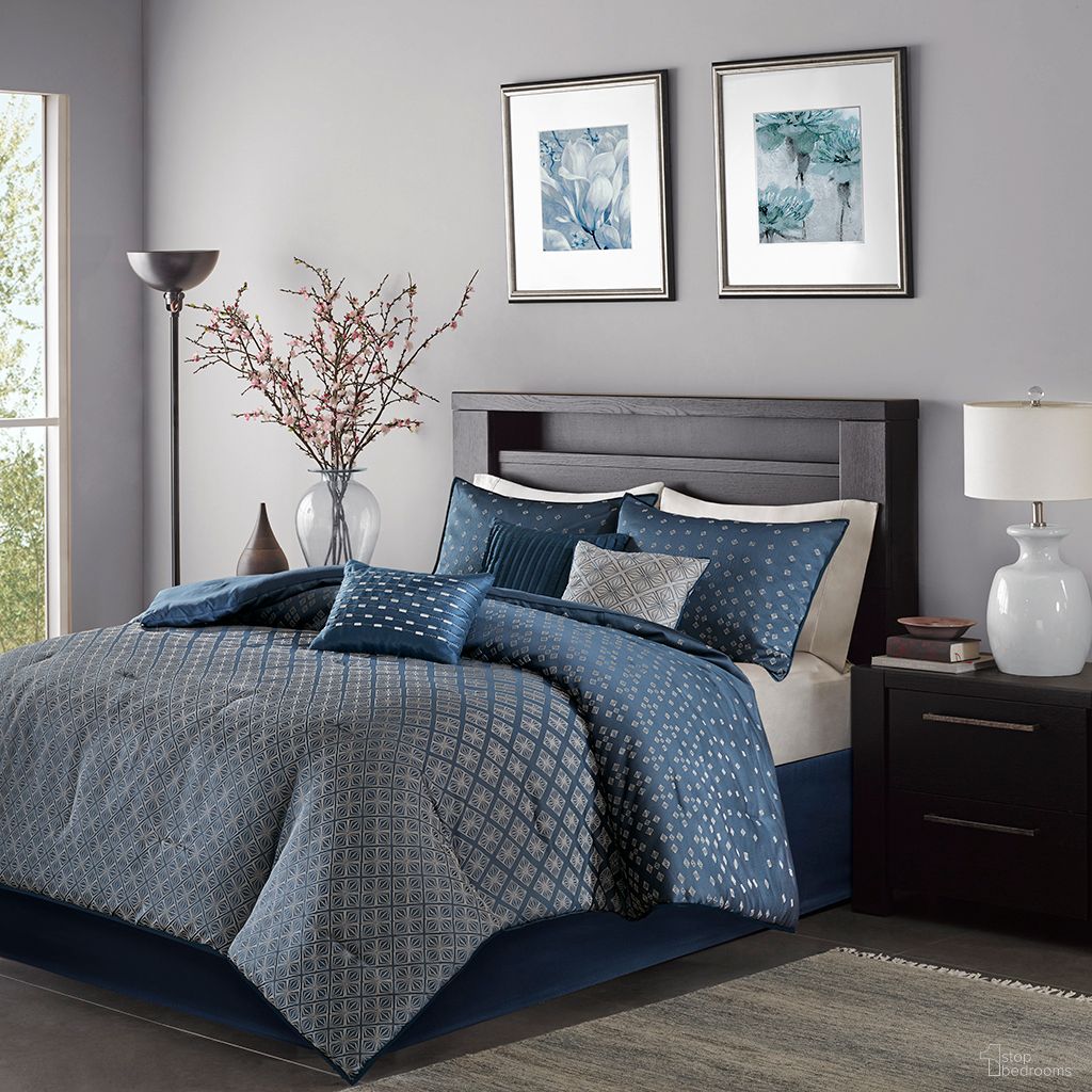 Biloxi 7 Piece King Comforter Set In Navy