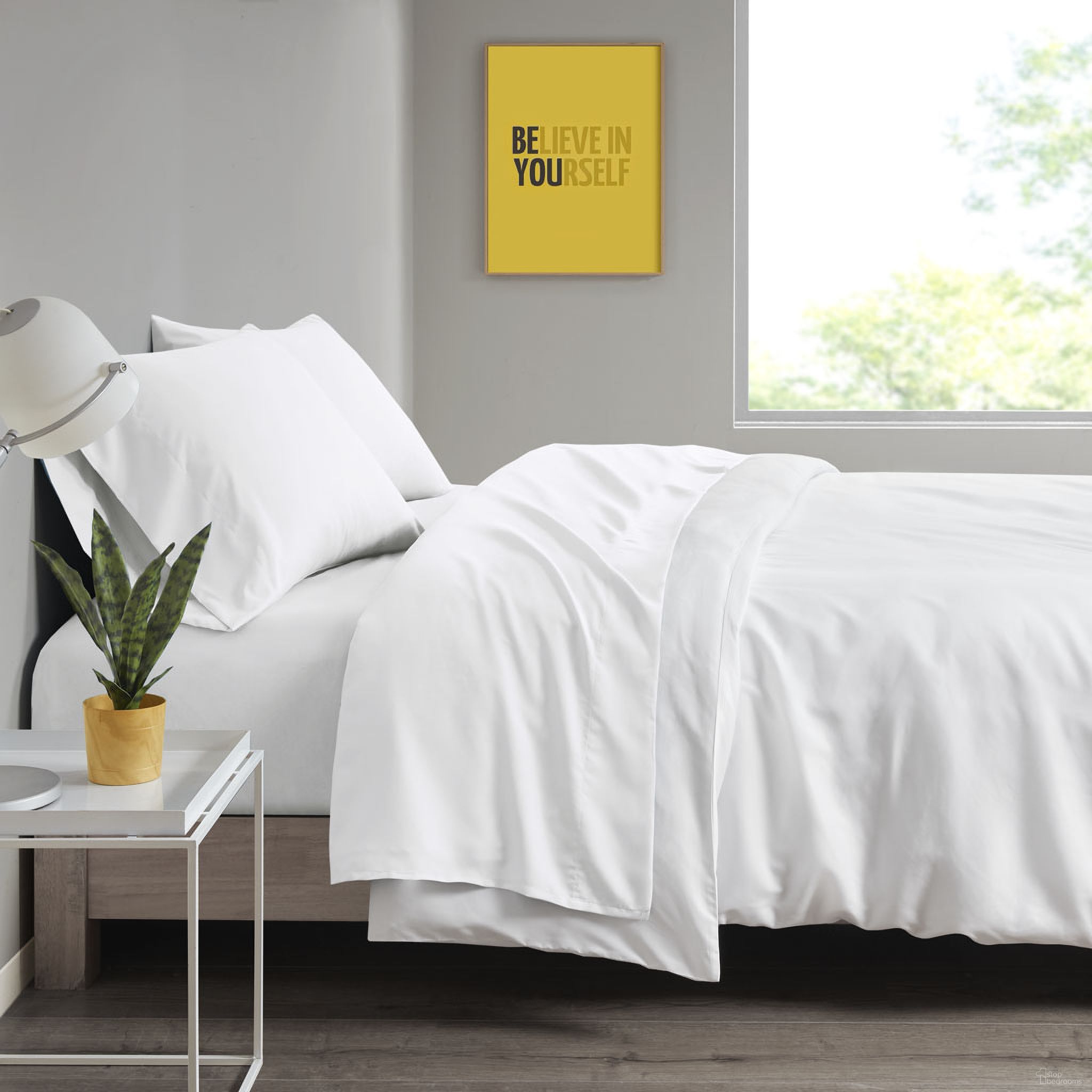 The appearance of Polyester Micro Fibe Rsolid 4 Piece King Sheet Set In White designed by Olliix in the transitional interior design. This white piece of furniture was selected by 1StopBedrooms from Microfiber Collection to add a touch of cosiness and style into your home. Sku: ID20-146. Material: Polyester. Bed Size: King.