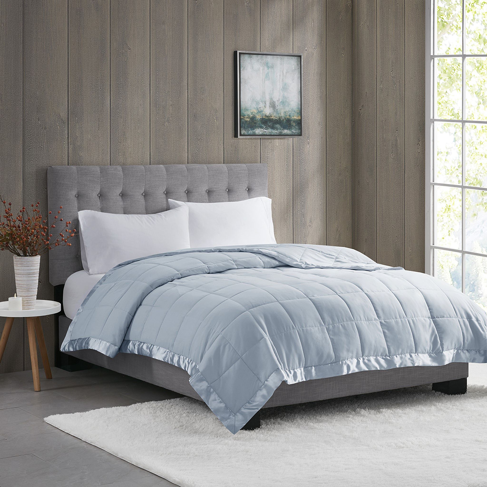 Polyester Microfiber 3M Scotchgard Solid King Blanket In Blue
