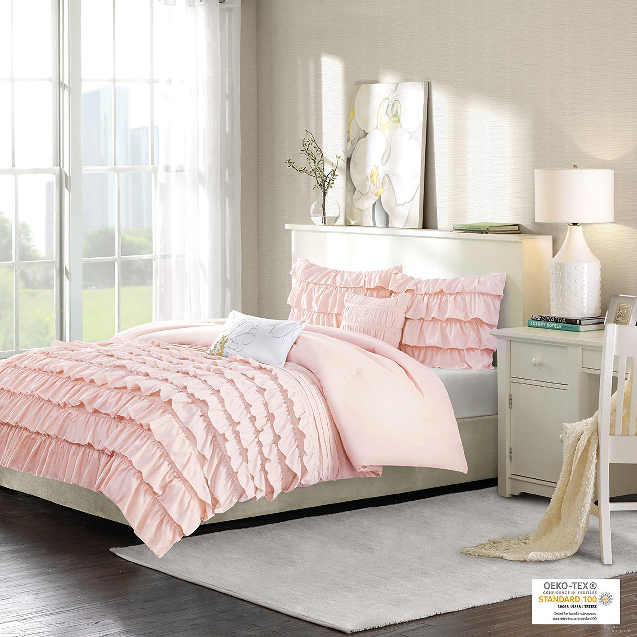 The appearance of Polyester Solid 85Gsm Microfiber 4 Piece Twin Comforter Set In Blush designed by Olliix in the transitional interior design. This blush piece of furniture was selected by 1StopBedrooms from Waterfall Collection to add a touch of cosiness and style into your home. Sku: ID10-1380. Material: Polyester. Bed Size: Twin.