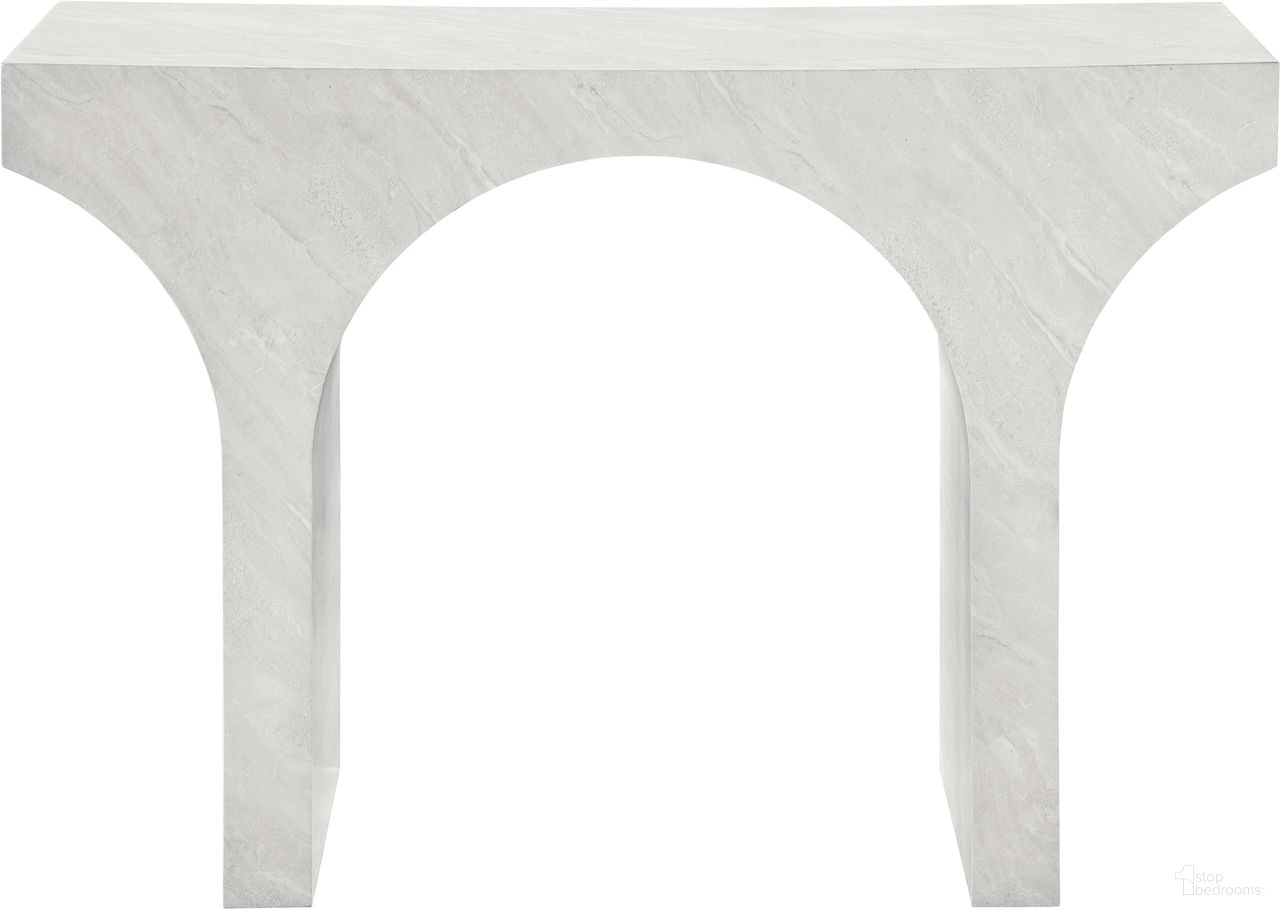 The appearance of Pomezia Marble Finish Concrete Console Table In White designed by Meridian in the modern / contemporary interior design. This white piece of furniture  was selected by 1StopBedrooms from Pomezia Collection to add a touch of cosiness and style into your home. Sku: 99073White-T. Material: Rubberwood.