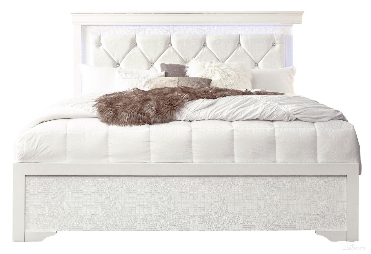 Pompei Full Bed with LED In Metallic White