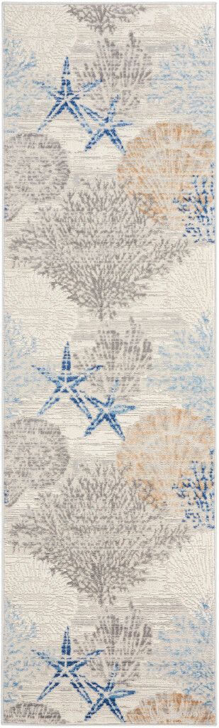 The appearance of Pompeii 2' x 6' Indoor Rug In Ivory Grey Blue designed by Nourison in the coastal interior design. This ivory and grey and blue piece of furniture was selected by 1StopBedrooms from Pompeii Collection to add a touch of cosiness and style into your home. Sku: 841491148822. Material: Polypropylene.