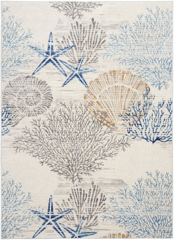 Pompeii 5'3" x 7'3" Indoor Rug In Ivory Grey Blue