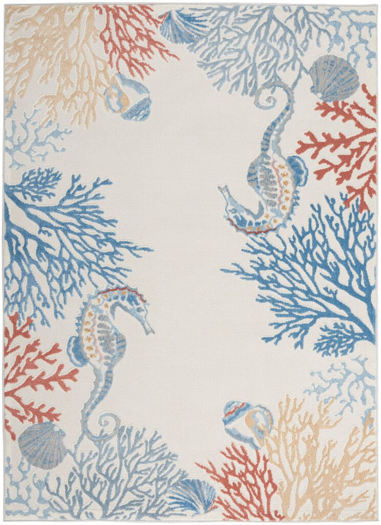 The appearance of Pompeii 5'3" x 7'3" Indoor Rug In Ivory Multi designed by Nourison in the coastal interior design. This ivory multi piece of furniture was selected by 1StopBedrooms from Pompeii Collection to add a touch of cosiness and style into your home. Sku: 99446882066. Material: Polypropylene.