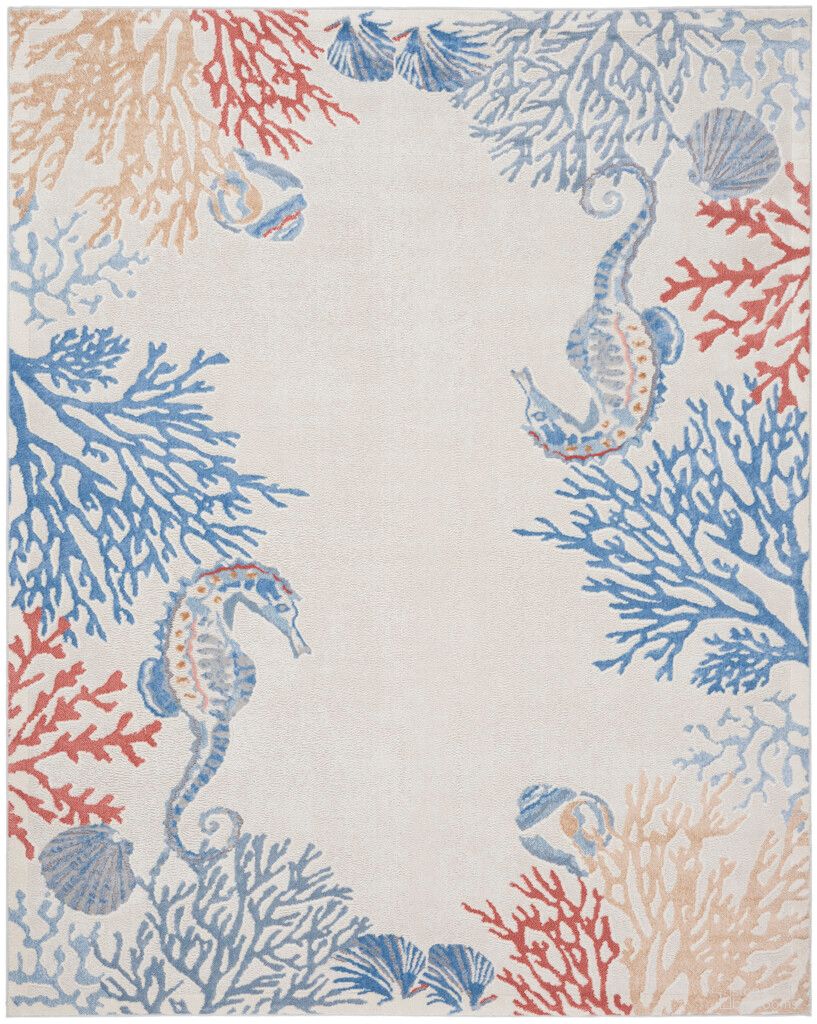 The appearance of Pompeii 7'10" x 9'10" Indoor Rug In Ivory Multi designed by Nourison in the coastal interior design. This ivory multi piece of furniture was selected by 1StopBedrooms from Pompeii Collection to add a touch of cosiness and style into your home. Sku: 99446882097. Material: Polypropylene.