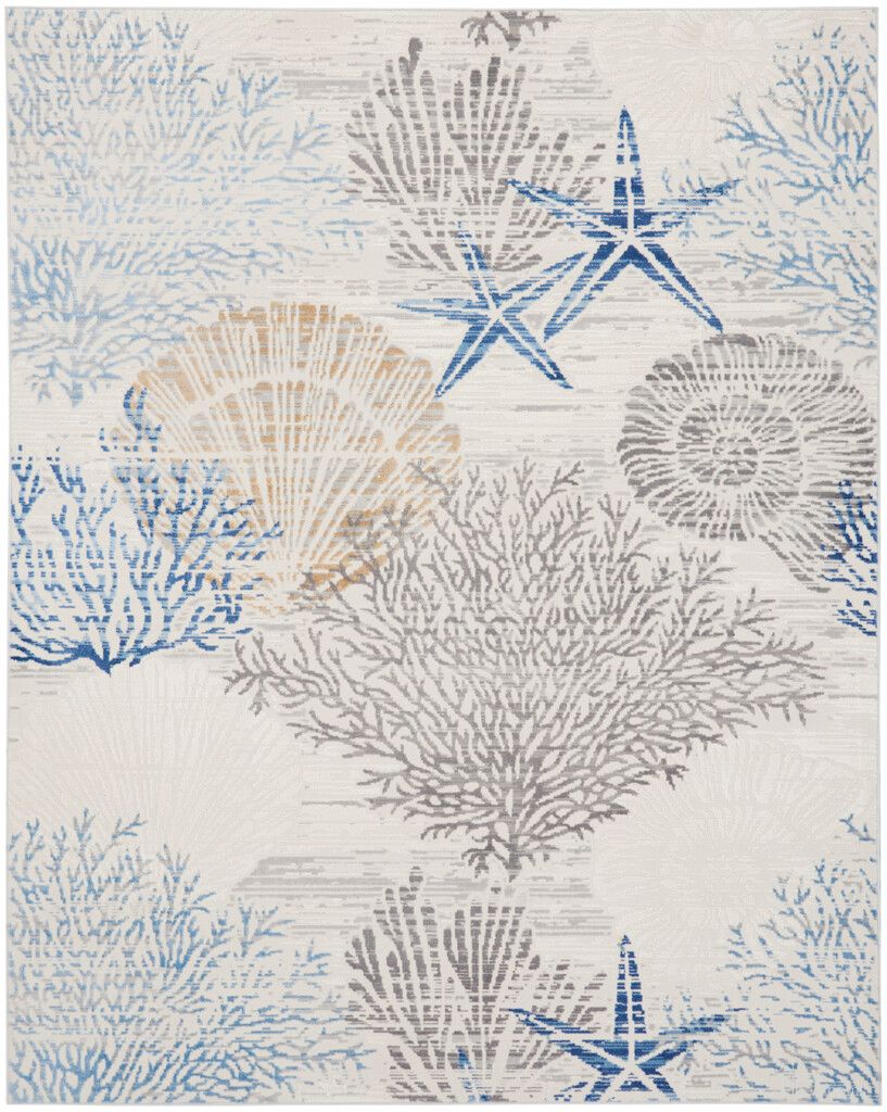 The appearance of Pompeii 9' x 12' Indoor Rug In Ivory Grey Blue designed by Nourison in the coastal interior design. This ivory and grey and blue piece of furniture  was selected by 1StopBedrooms from Pompeii Collection to add a touch of cosiness and style into your home. Sku: 99446951342. Material: Polypropylene.