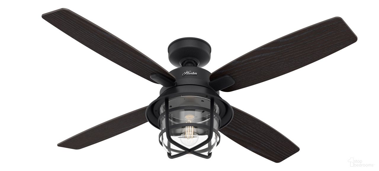 The appearance of Port Royale 52 Inch Damp Rated Ceiling Fan with LED Light Kit and Handheld Remote In Natural Black and Black Willow designed by Hunter Fan in the transitional interior design. This natural black/black willow piece of furniture  was selected by 1StopBedrooms from Port Royale Collection to add a touch of cosiness and style into your home. Sku: 50391. Material: Plywood.