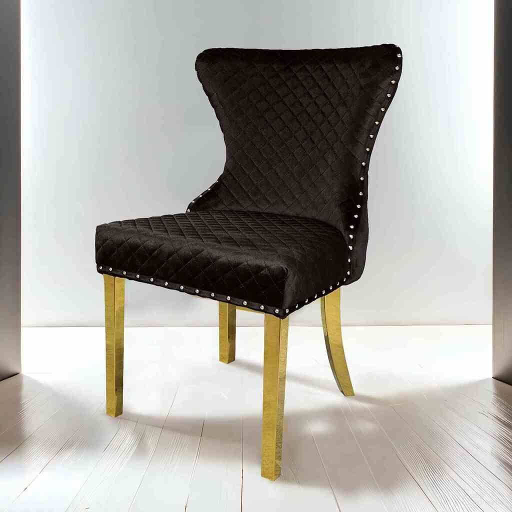The appearance of Portanova Gold Chair Set of 2 In Black designed by Furniture of America in the glam interior design. This black piece of furniture was selected by 1StopBedrooms from Portanova Collection to add a touch of cosiness and style into your home. Sku: FM33015BK-SC-2PK. Material: Fabric. Chair Type: Side Chair.