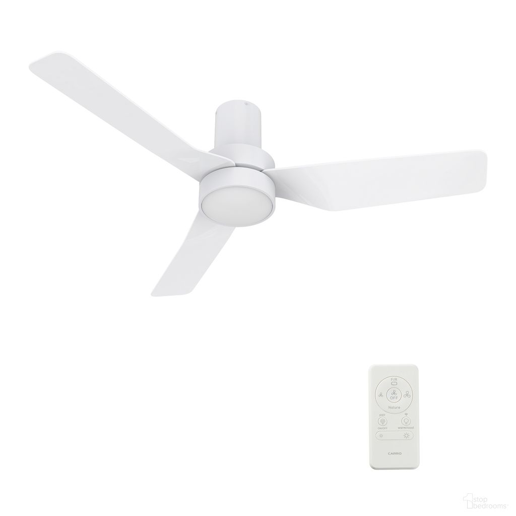 Porter 44 Inch 3-Blade Flush Mount Smart Ceiling Fan with LED Light and Remote In White