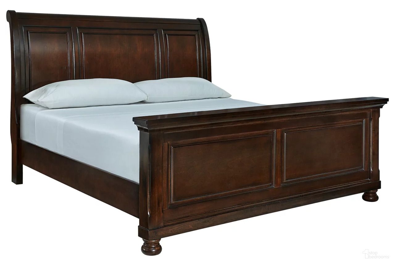The appearance of Porter King Sleigh Bed In Rustic Brown designed by Signature Design by Ashley in the transitional interior design. This rustic brown piece of furniture was selected by 1StopBedrooms from Porter Collection to add a touch of cosiness and style into your home. Sku: B697-178;B697-56;B697-97. Bed Type: Sleigh Bed. Bed Size: King.