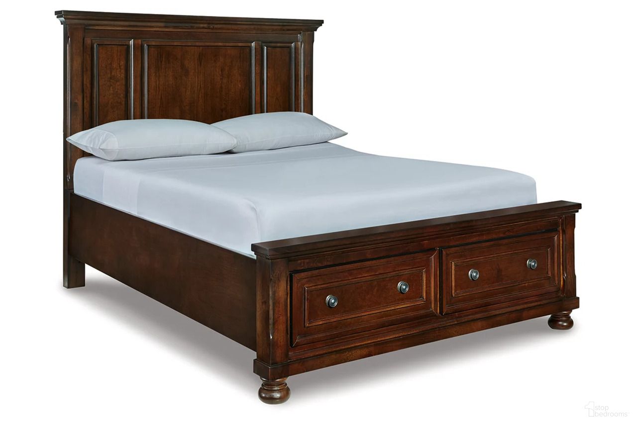 The appearance of Porter Queen Panel Storage Bed In Rustic Brown designed by Signature Design by Ashley in the transitional interior design. This rustic brown piece of furniture was selected by 1StopBedrooms from Porter Collection to add a touch of cosiness and style into your home. Sku: B697-298;B697-174;B697-57. Bed Type: Storage Bed. Bed Size: Queen.