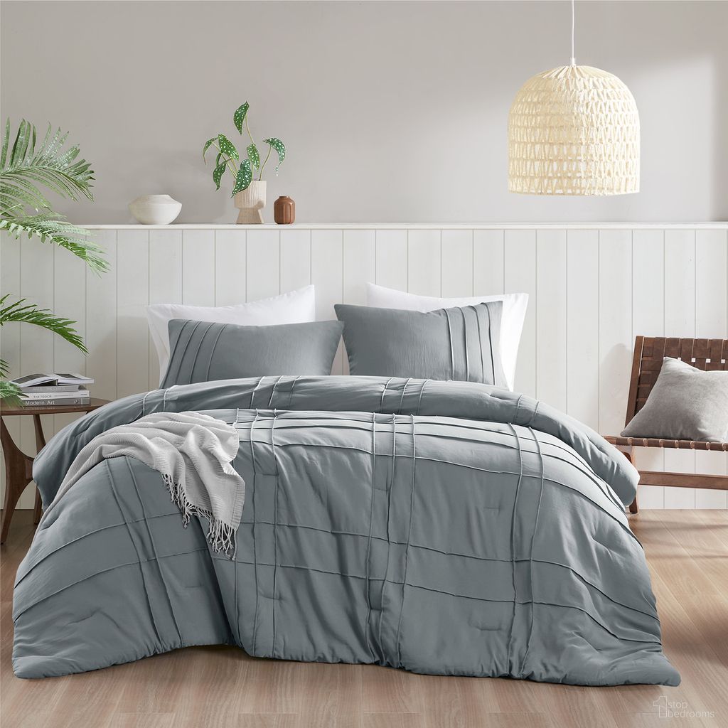 The appearance of Porter Soft Washed Pleated Comforter Set In Blue and Grey designed by Olliix in the modern / contemporary interior design. This blue/grey piece of furniture was selected by 1StopBedrooms from Porter Collection to add a touch of cosiness and style into your home. Sku: AM10-0465. Bed Size: California King. Material: Poly.