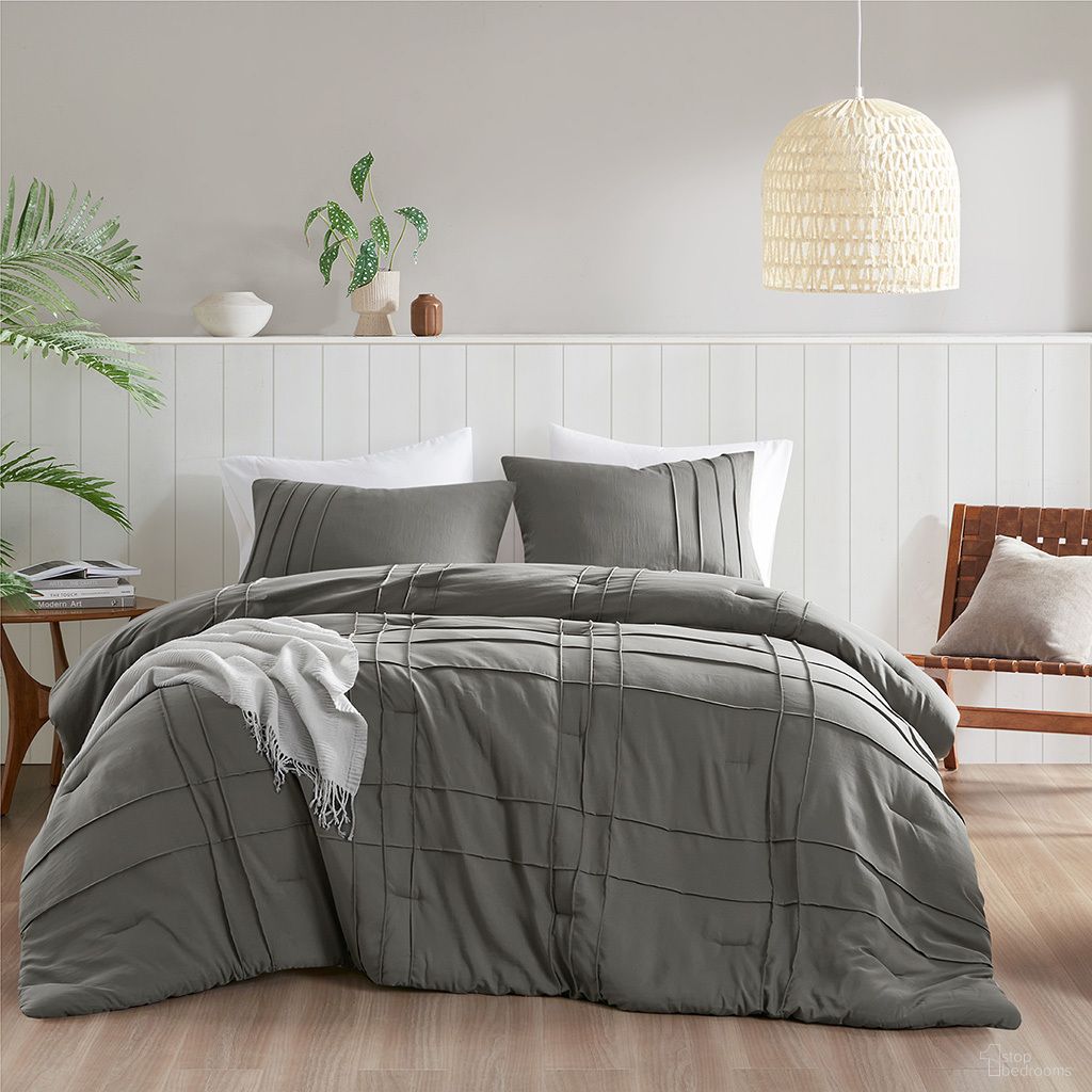 Porter Soft Washed Pleated Comforter Set In Grey