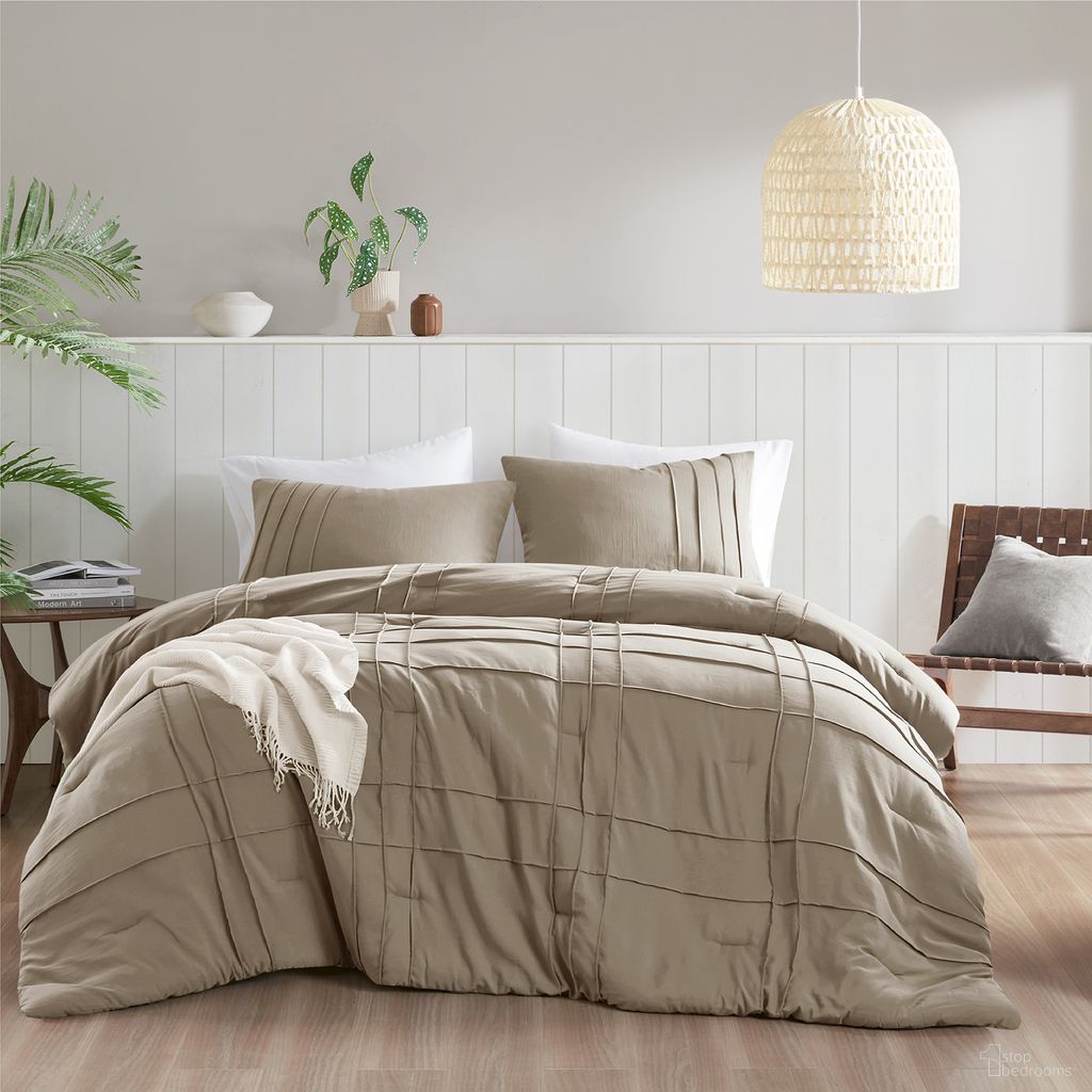 Porter Soft Washed Pleated Comforter Set In Khaki