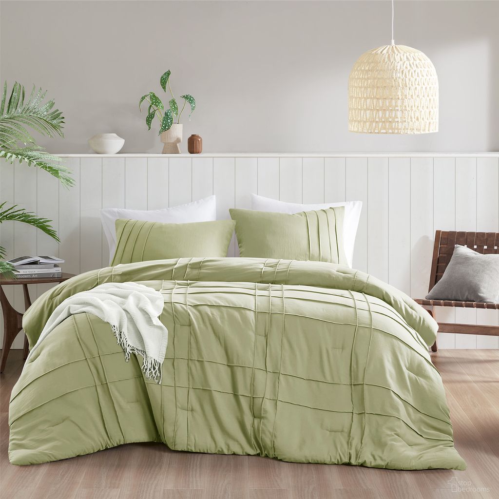 Porter Soft Washed Pleated Comforter Set In Sage