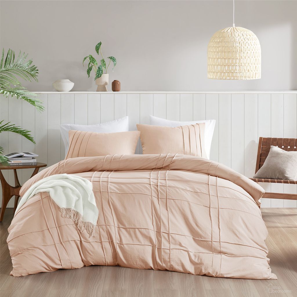 Porter Soft Washed Pleated Duvet Cover Set In Blush