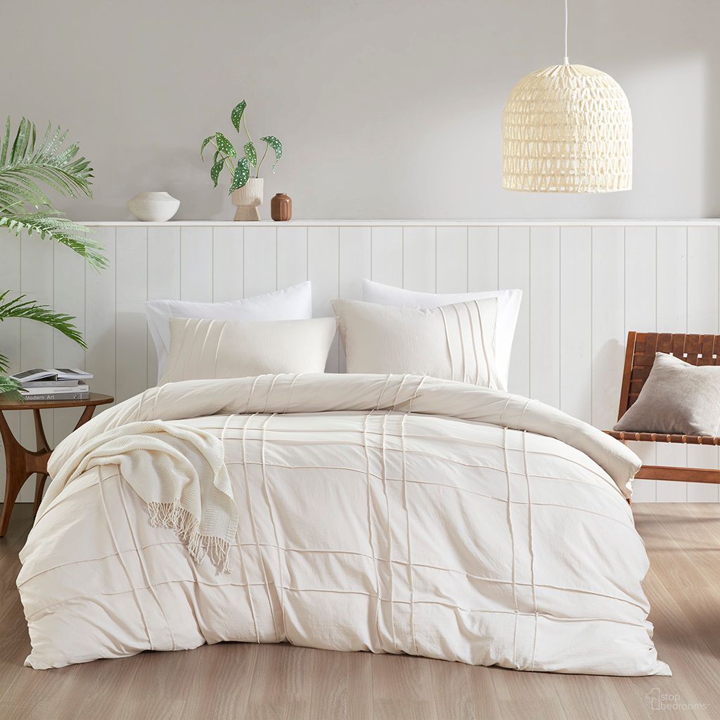 Porter Soft Washed Pleated Duvet Cover Set In Neutral