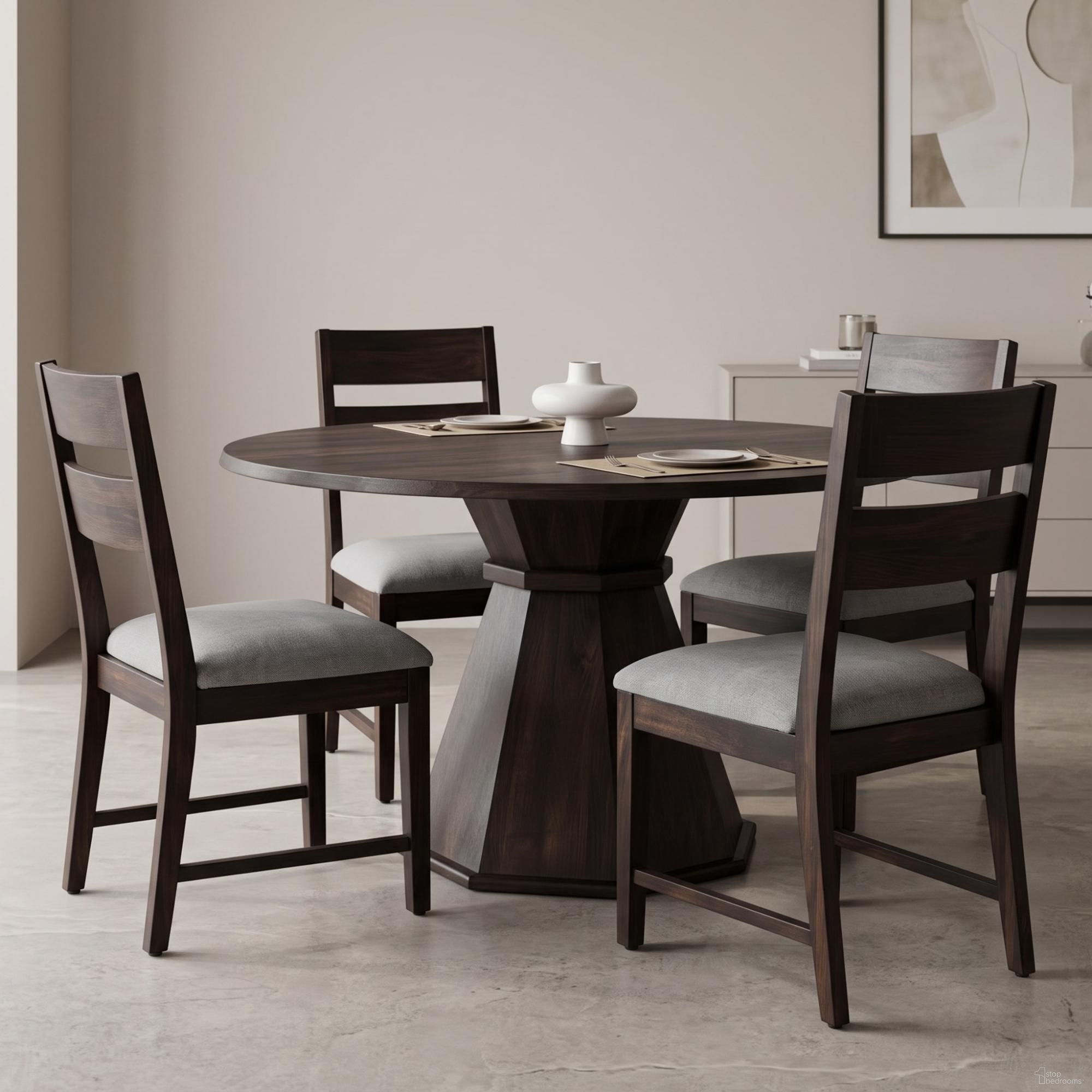 Portico 60 Inch Round Dining Room Set In Warm Brown