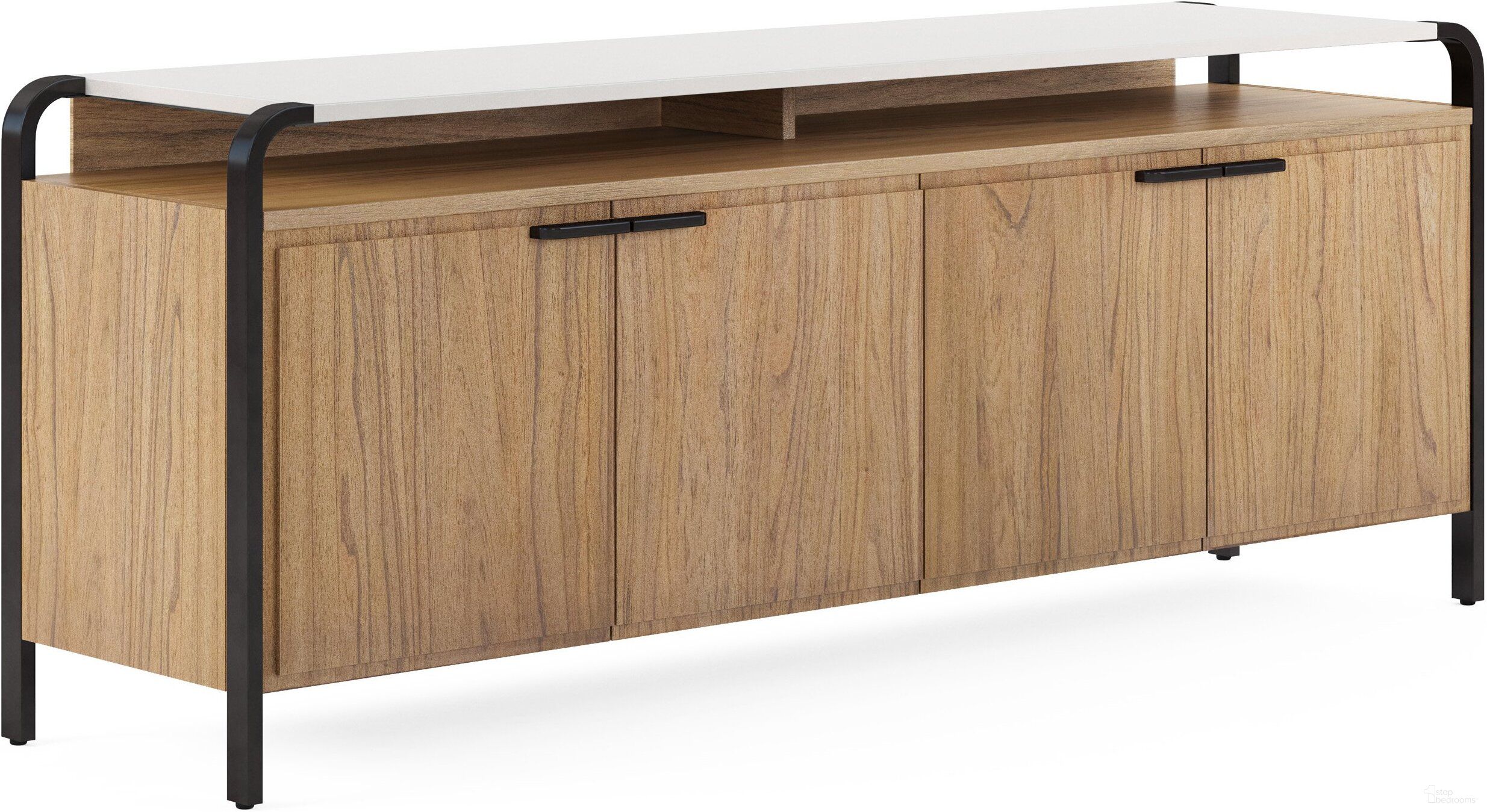 The appearance of Portico Entertainment Console In Brown designed by A.R.T. in the modern / contemporary interior design. This brown piece of furniture  was selected by 1StopBedrooms from Portico Collection to add a touch of cosiness and style into your home. Sku: 323423-3351. Material: Parawood.