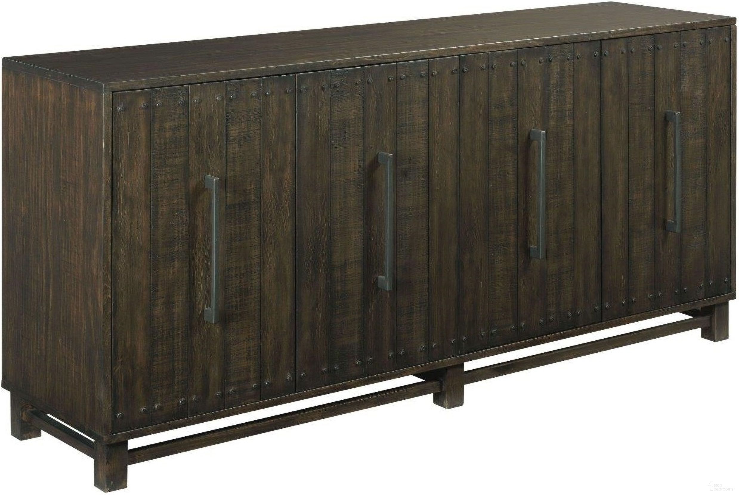 The appearance of Portman Raw Umber Entertainment Console designed by Hammary in the transitional interior design. This brown piece of furniture  was selected by 1StopBedrooms from Portman Collection to add a touch of cosiness and style into your home. Sku: 989-926. Material: Wood.