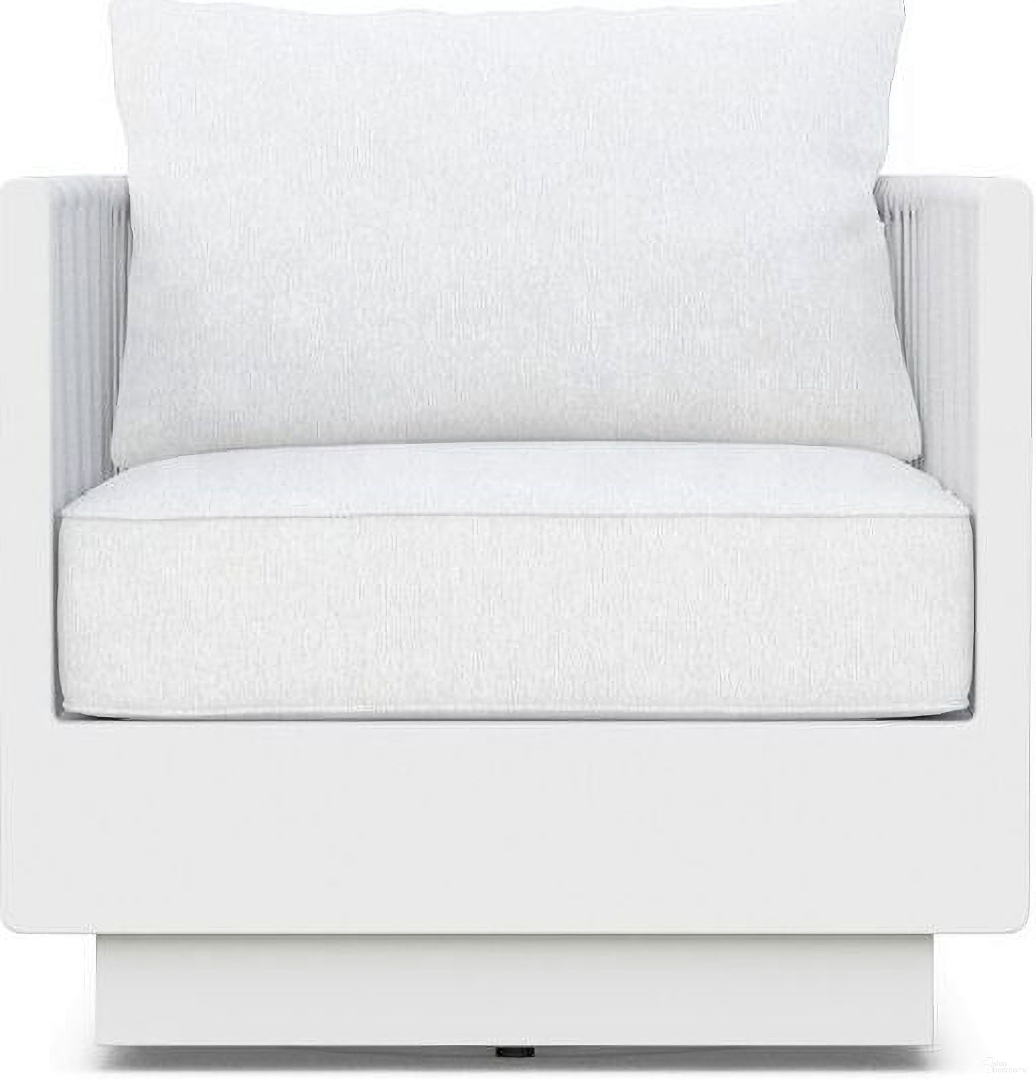 Porto Swivel Club Chair with Cushion In Polar and Matte White