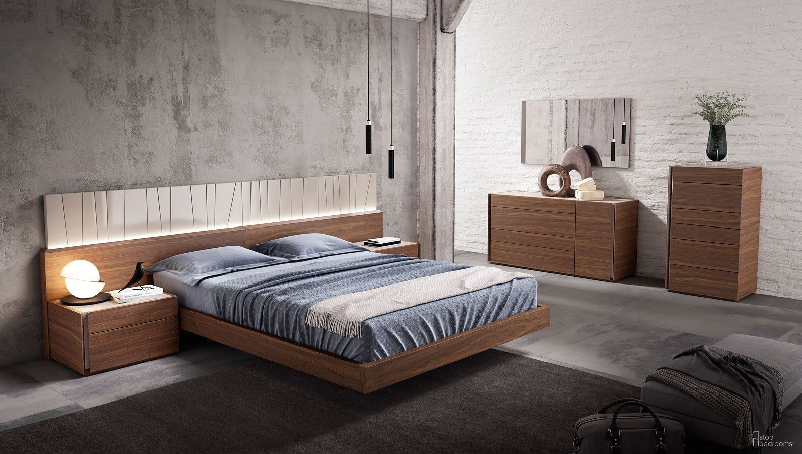 The appearance of Porto Walnut Platform Bedroom Set designed by J&M in the modern / contemporary interior design. This brown piece of furniture was selected by 1StopBedrooms from Porto Collection to add a touch of cosiness and style into your home. Sku: 17866-Q;17866-NSL. Bed Type: Platform Bed. Material: Wood. Bed Size: Queen.