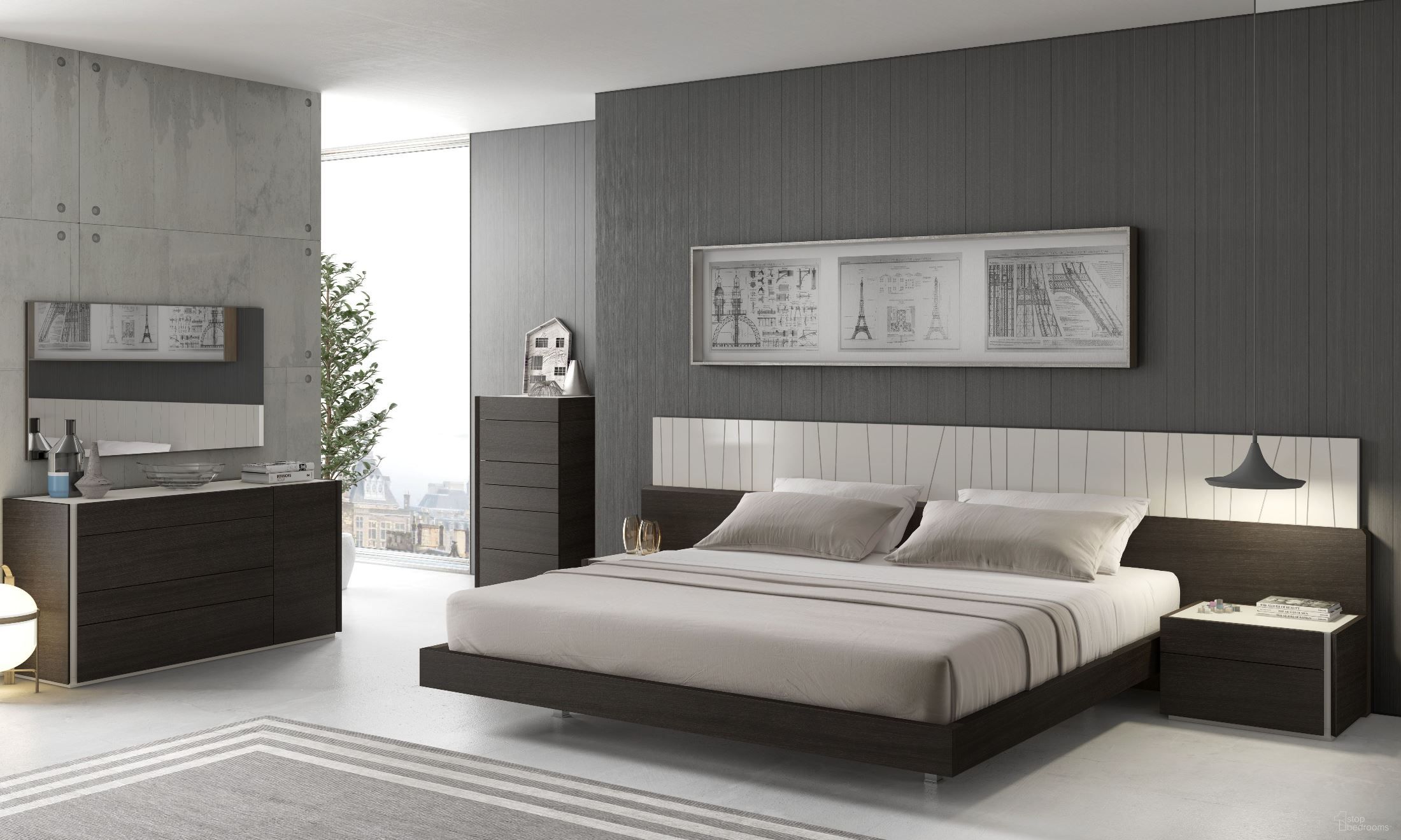 Porto Wenge Lacquer Platform Bedroom Set