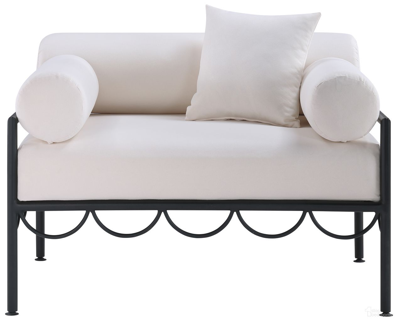 The appearance of Portofino Fabric Upholstered Outdoor Patio Chair In Cream and Black designed by Meridian in the modern / contemporary interior design. This cream and black piece of furniture was selected by 1StopBedrooms from Portofino Collection to add a touch of cosiness and style into your home. Sku: 55031Cream-C. Material: Polyester.