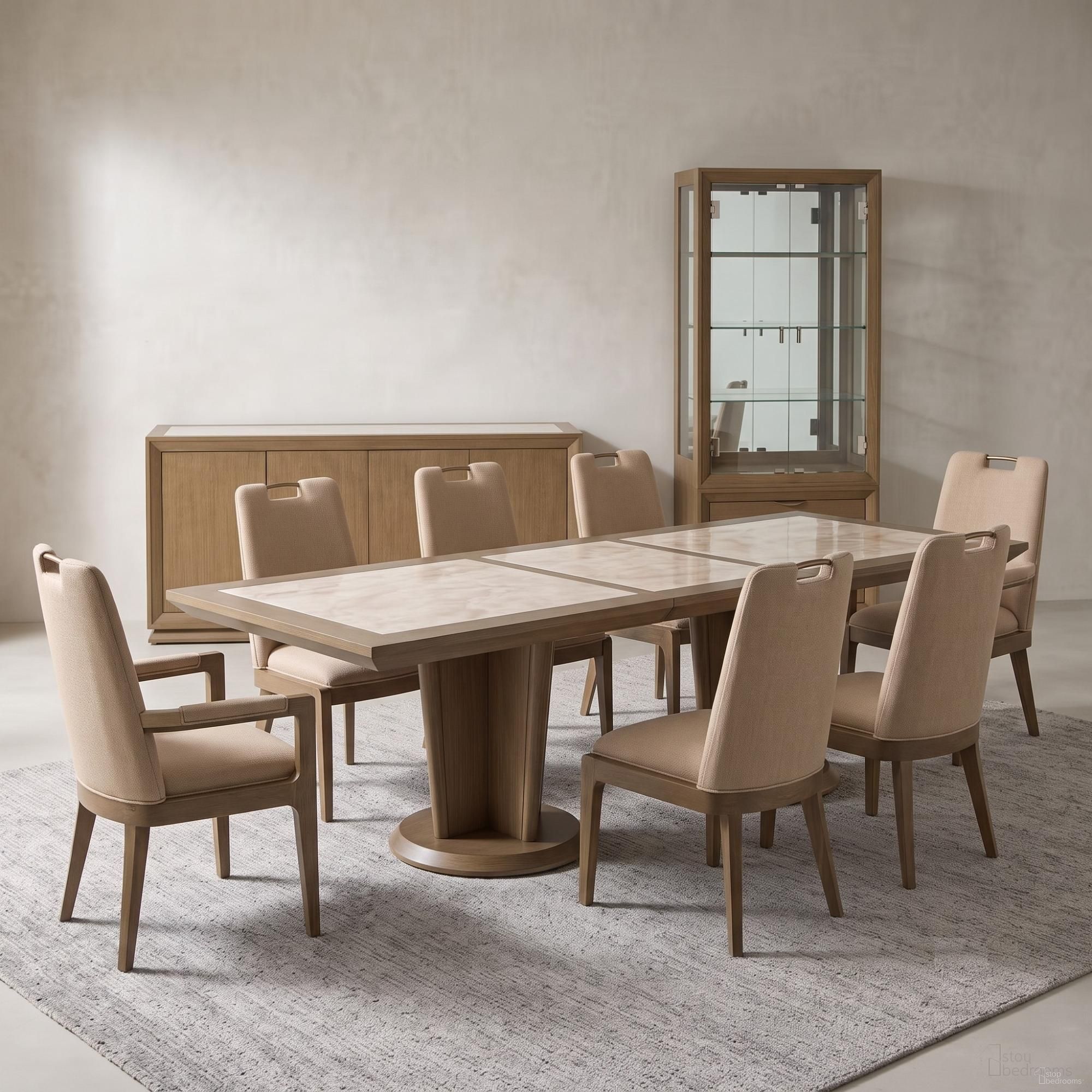 Portrait Wide Rectangular Dining Room Set In Sienna Brown
