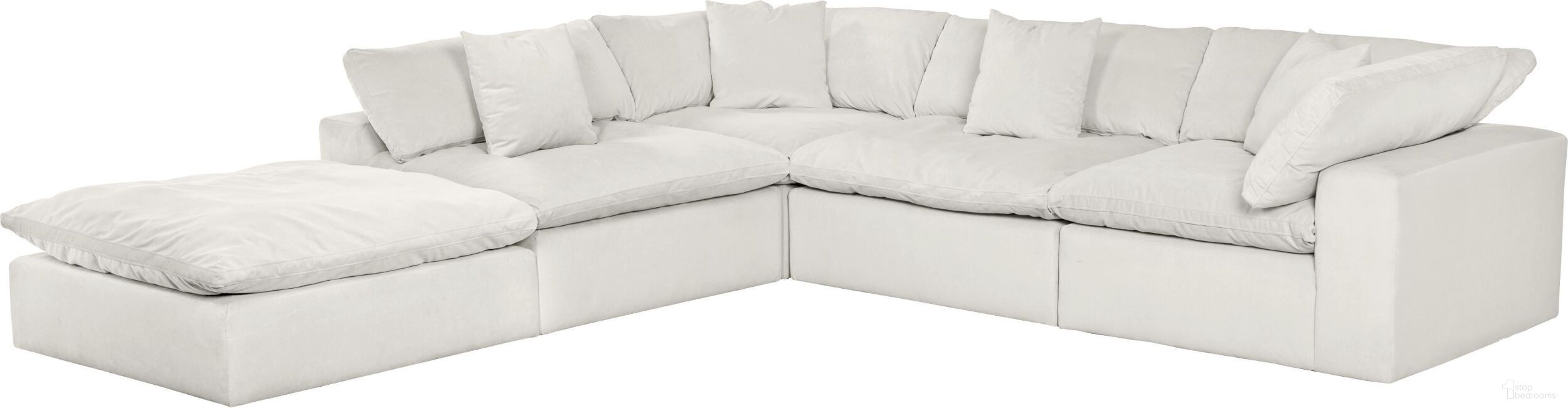 Posh 4-Piece Modular Sectional With Ottoman In Porcelain