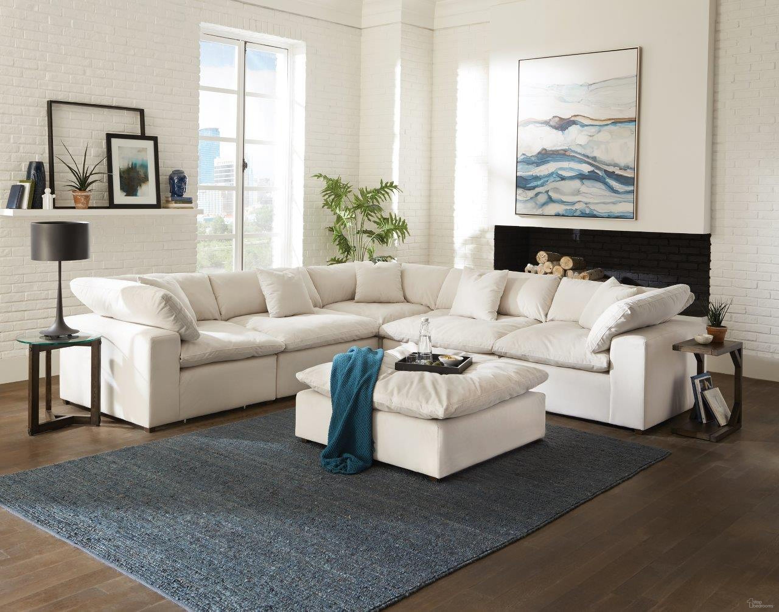 Posh L-Shape Modular Sectional In Porcelain