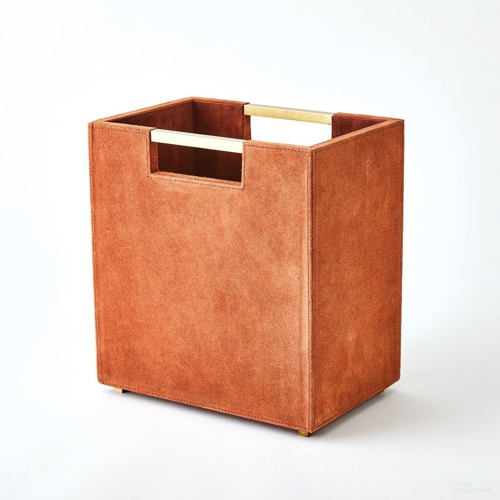 The appearance of Posh Rust Suede Wastebasket In Brass designed by Global Views in the modern / contemporary interior design. This brass piece of furniture  was selected by 1StopBedrooms from Posh Collection to add a touch of cosiness and style into your home. Sku: 994062. Material: Brass.