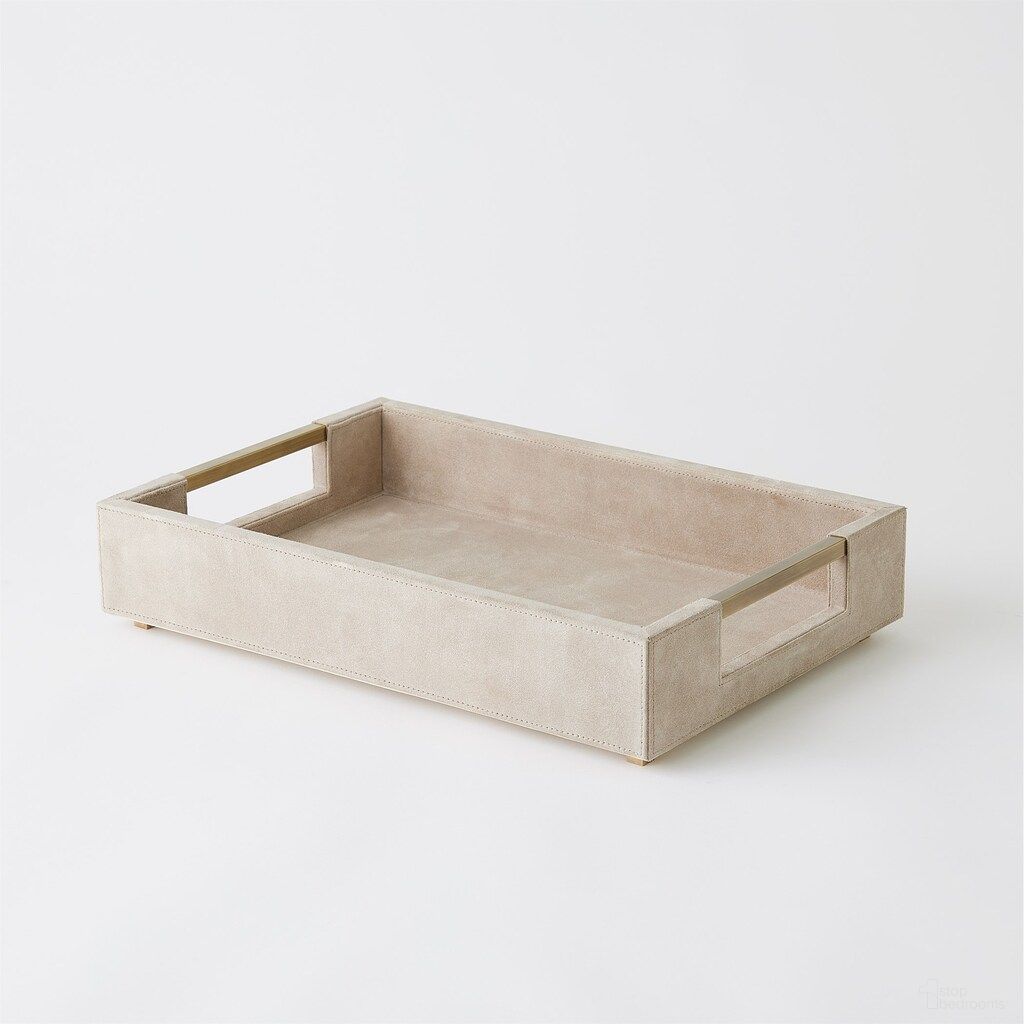 The appearance of Posh Small Parchment Suede Tray In White designed by Global Views in the modern / contemporary interior design. This white piece of furniture  was selected by 1StopBedrooms from Posh Collection to add a touch of cosiness and style into your home. Sku: 993975. Material: Brass.